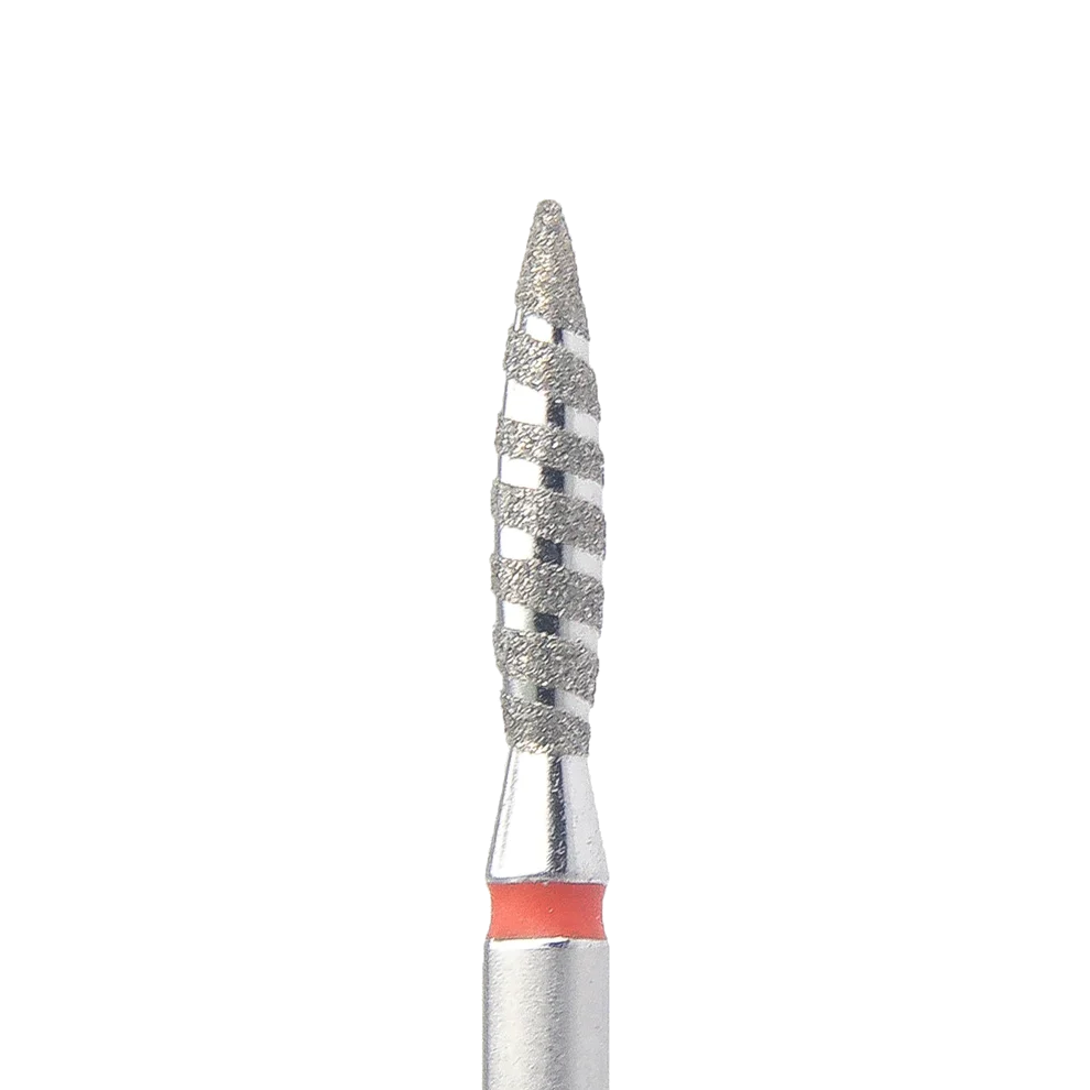 KMIZ - Diamond Nail Drill Bit Red Striped Flame 2.1-10F (#154) - Image 1