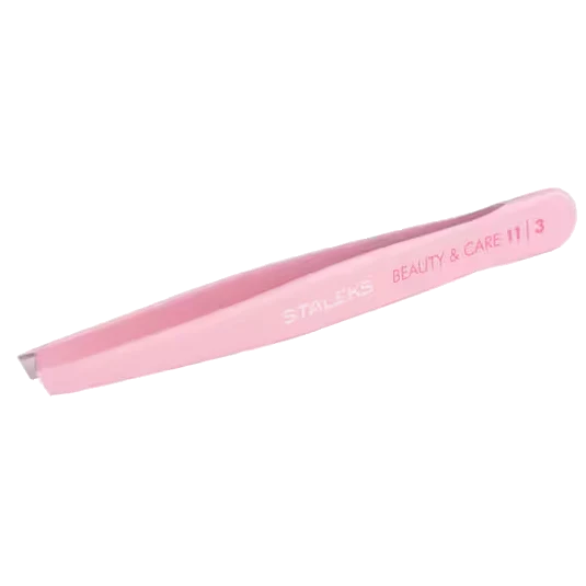 STALEKS BEAUTY & CARE 11 TYPE 3 EYEBROW TWEEZERS WIDE SLANT PINK TBC-11/3 - STALEKS™ - Image 3