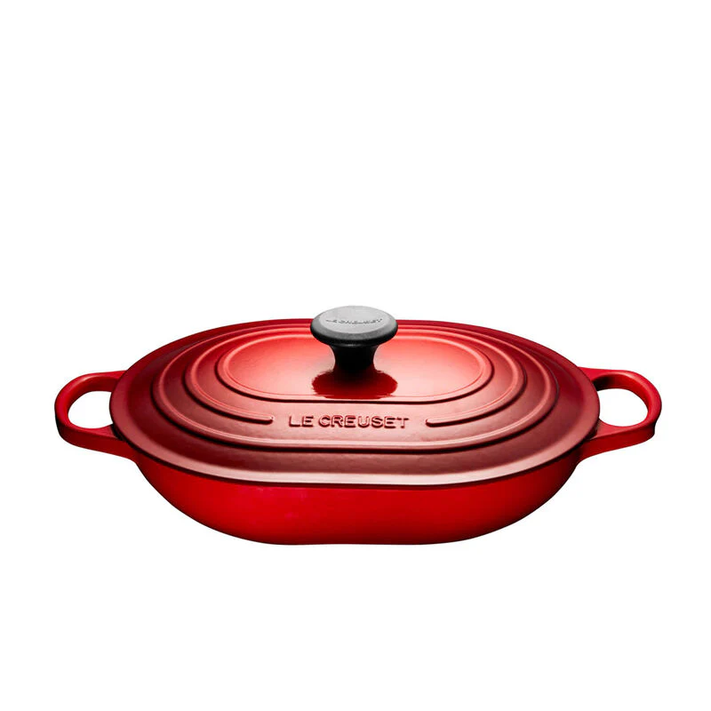 Oblong Casserole, Cerise Enameled Cast Iron - Image 1