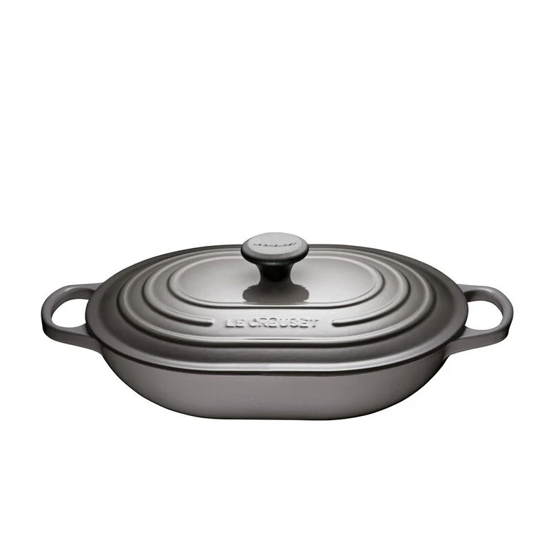 Oblong Casserole, Oyster Enameled Cast Iron - Image 1