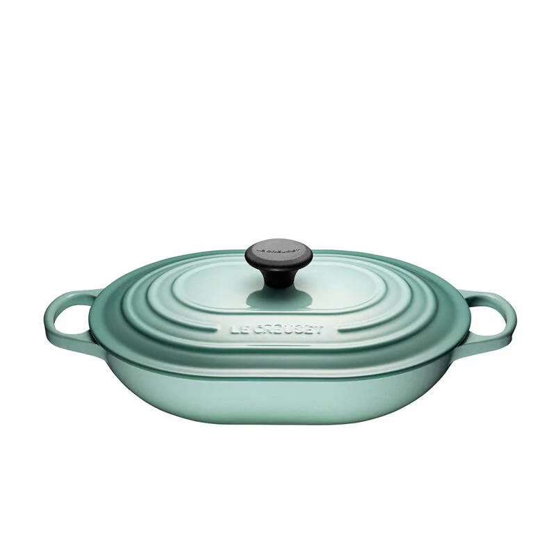 Oblong Casserole, Sage Enameled Cast Iron - Image 1