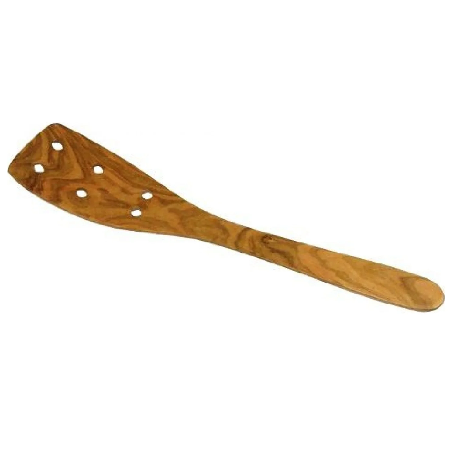Curved Spatula with Holes, Olive Wood