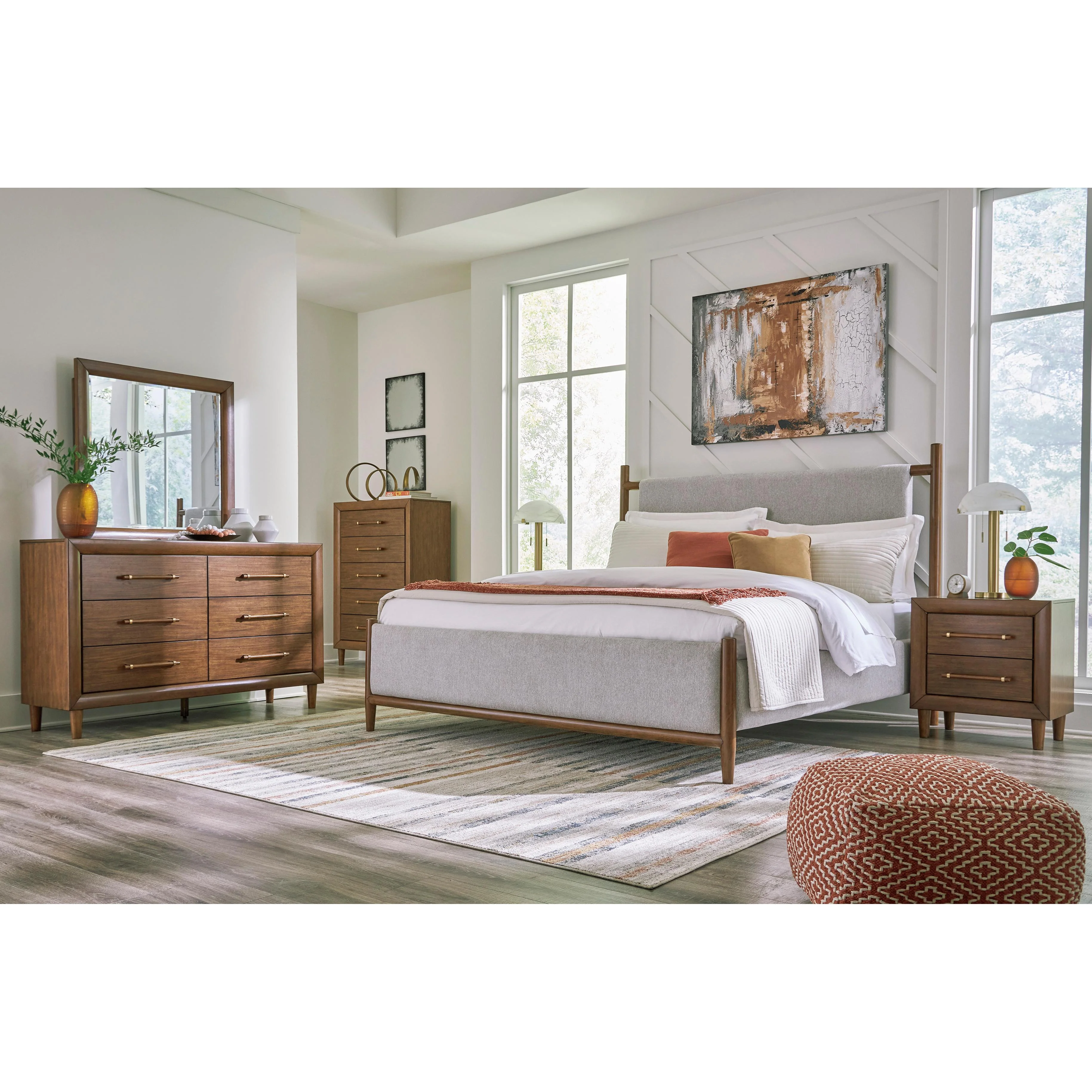 Signature Design by Ashley Lyncott B615 6 pc King Upholstered Panel Bedroom Set - Image 1