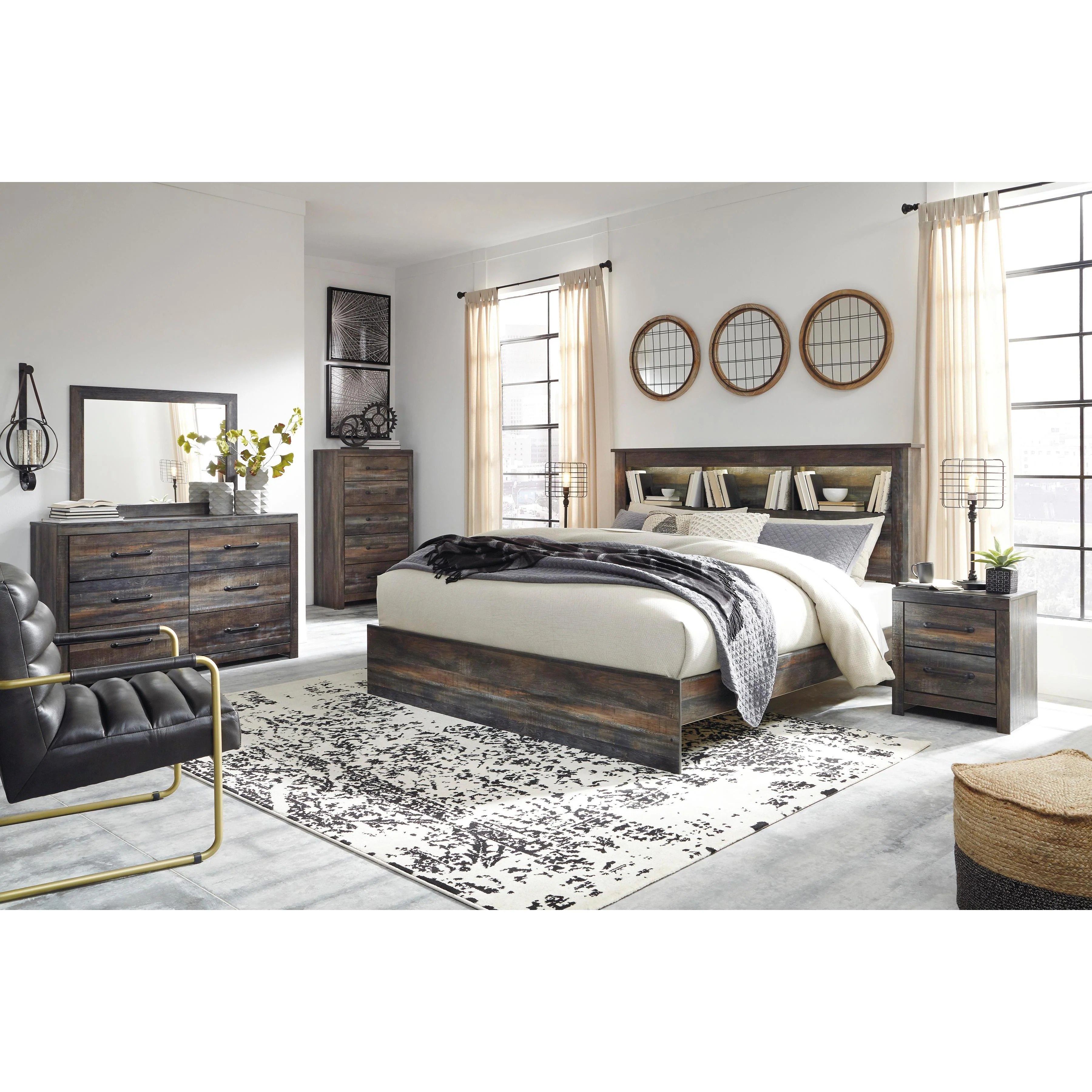 Signature Design by Ashley Drystan B211 6 pc King Bookcase Bedroom Set - Image 1