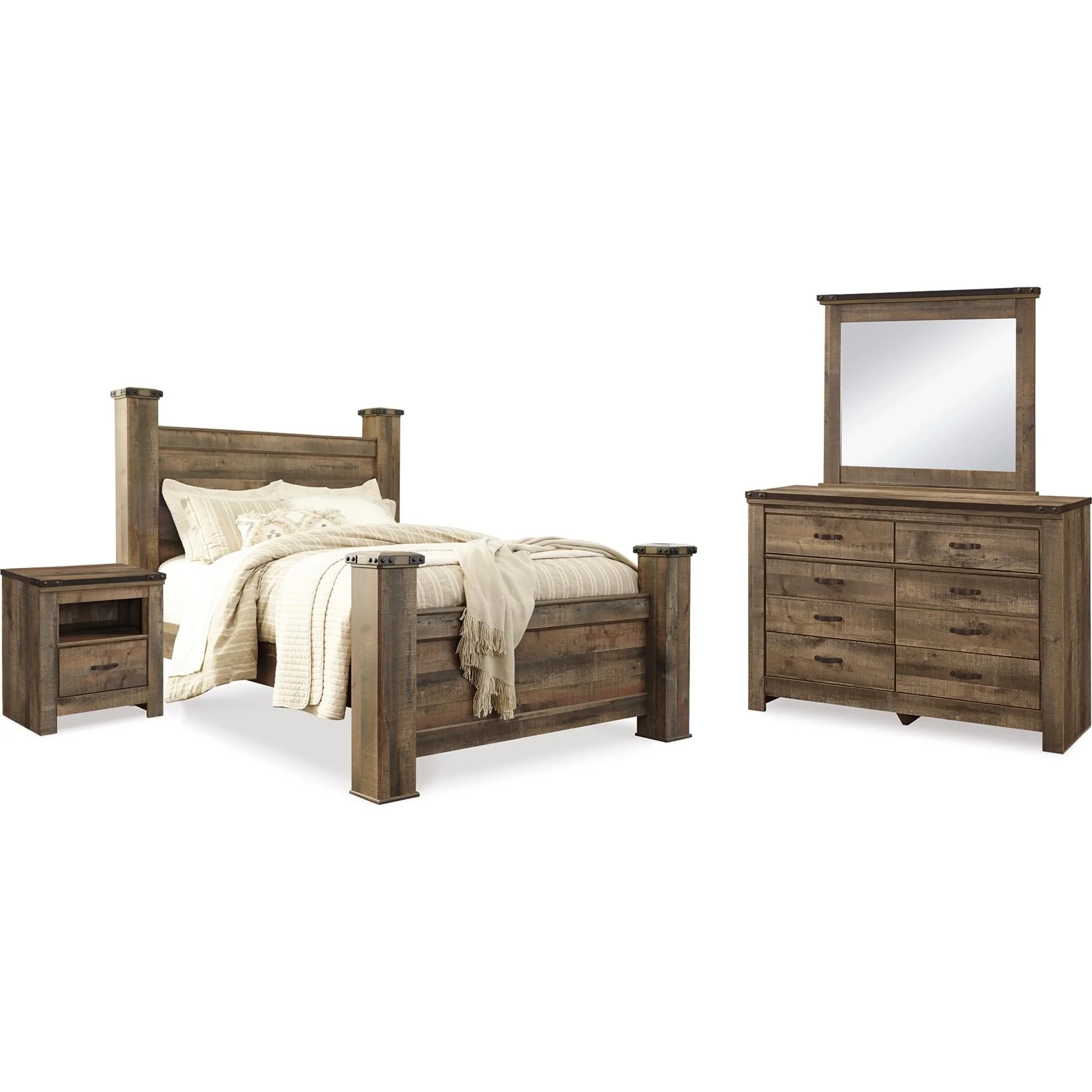 Signature Design by Ashley Trinell B446B76 6 pc Queen Poster Bedroom Set - Image 1