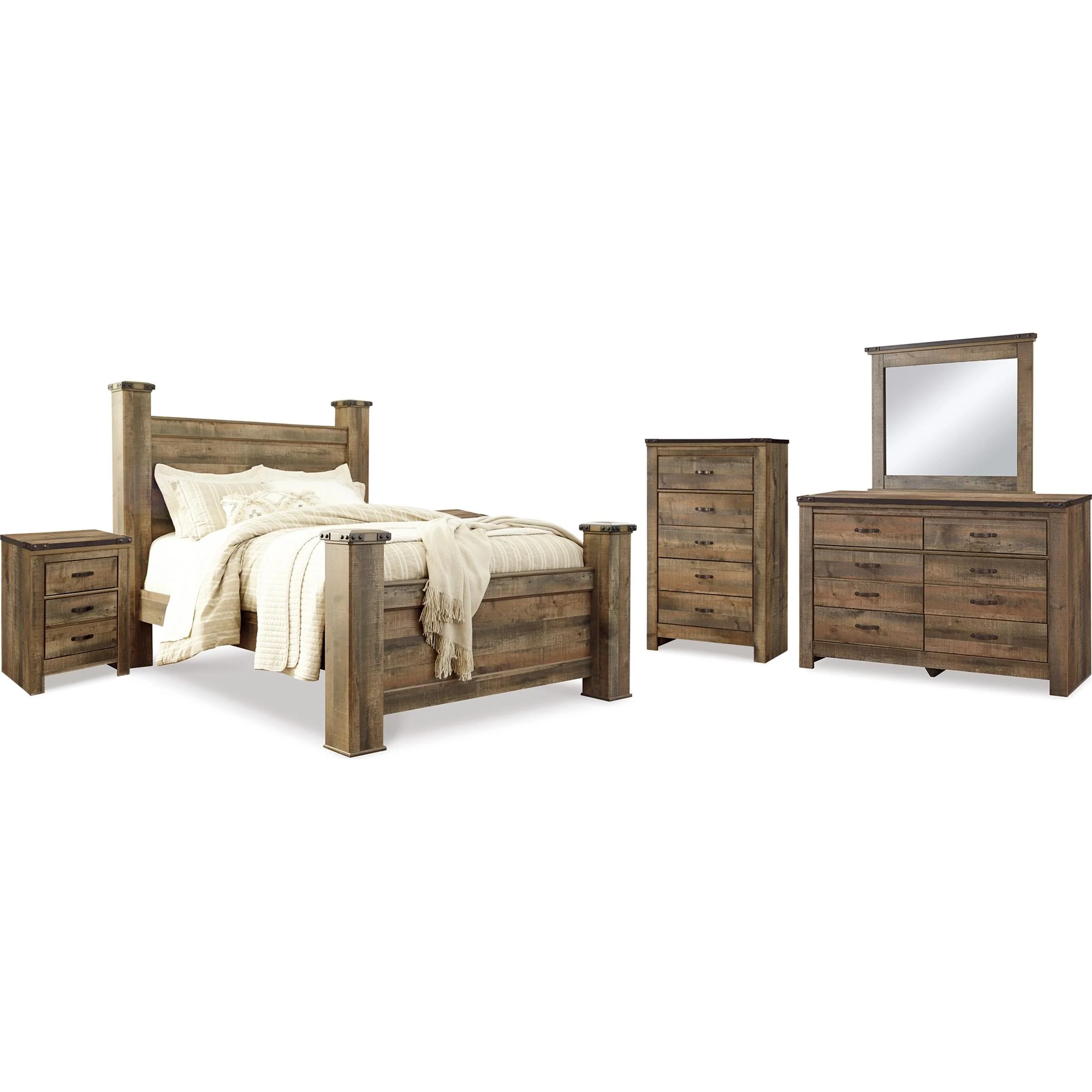 Signature Design by Ashley Trinell B446B80 8 pc Queen Poster Bedroom Set - Image 1
