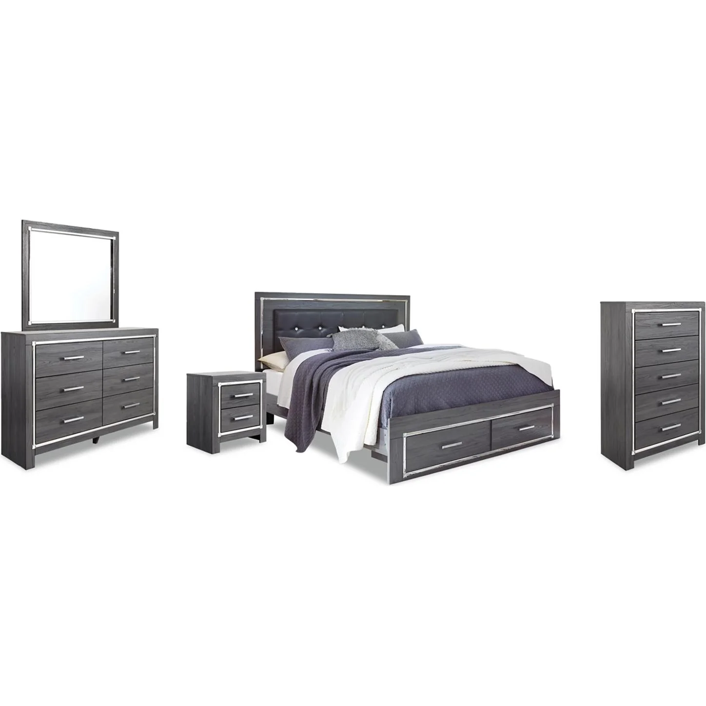 Signature Design by Ashley Lodanna B214B25 7 pc King Panel Storage Bedroom Set - Image 1