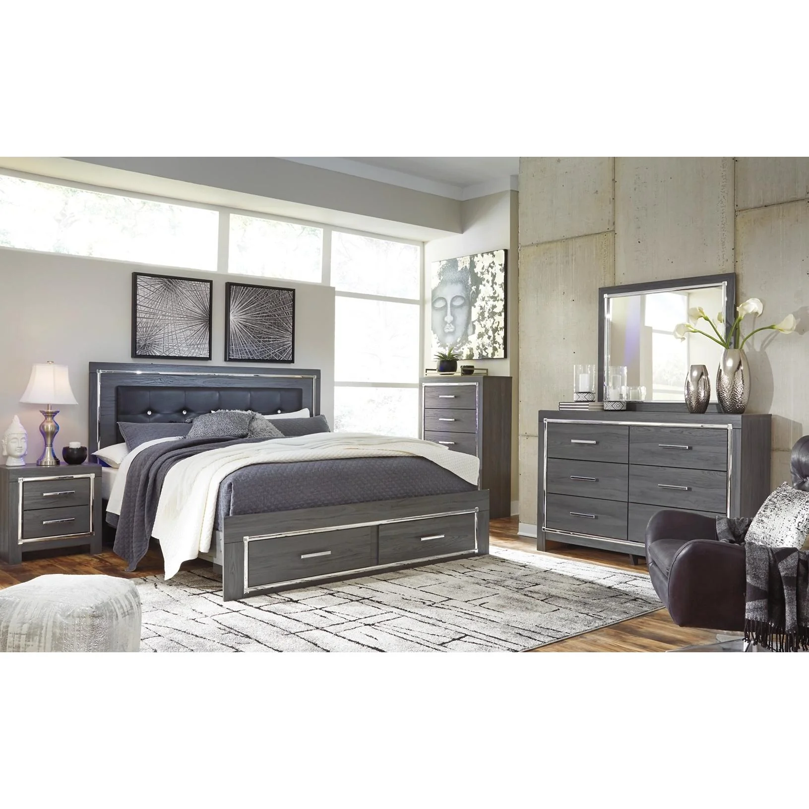 Signature Design by Ashley Lodanna B214B29 8 pc King Panel Storage Bedroom Set - Image 1