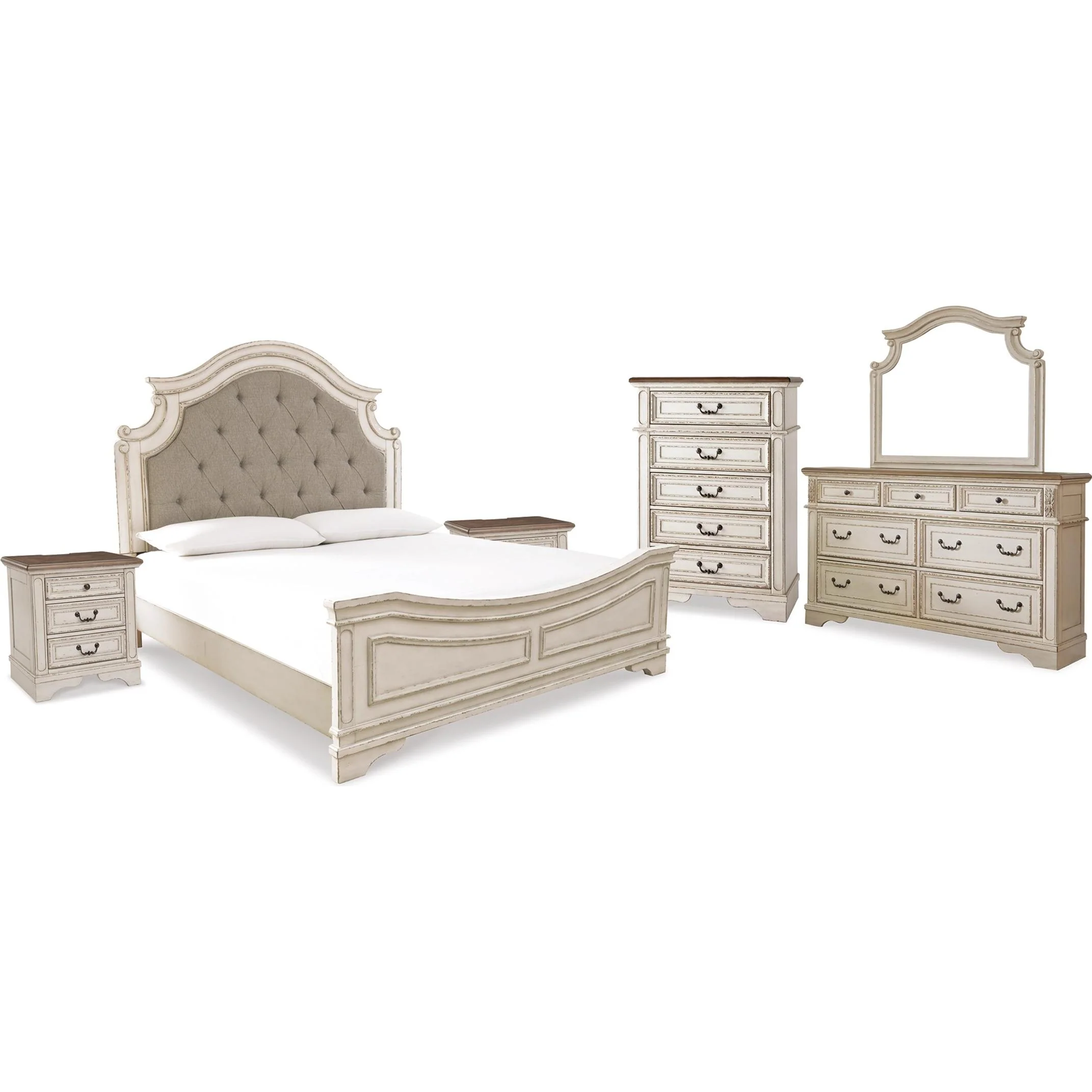 Signature Design by Ashley Realyn B743B37 8 pc King Upholstered Panel Bedroom Set - Image 1