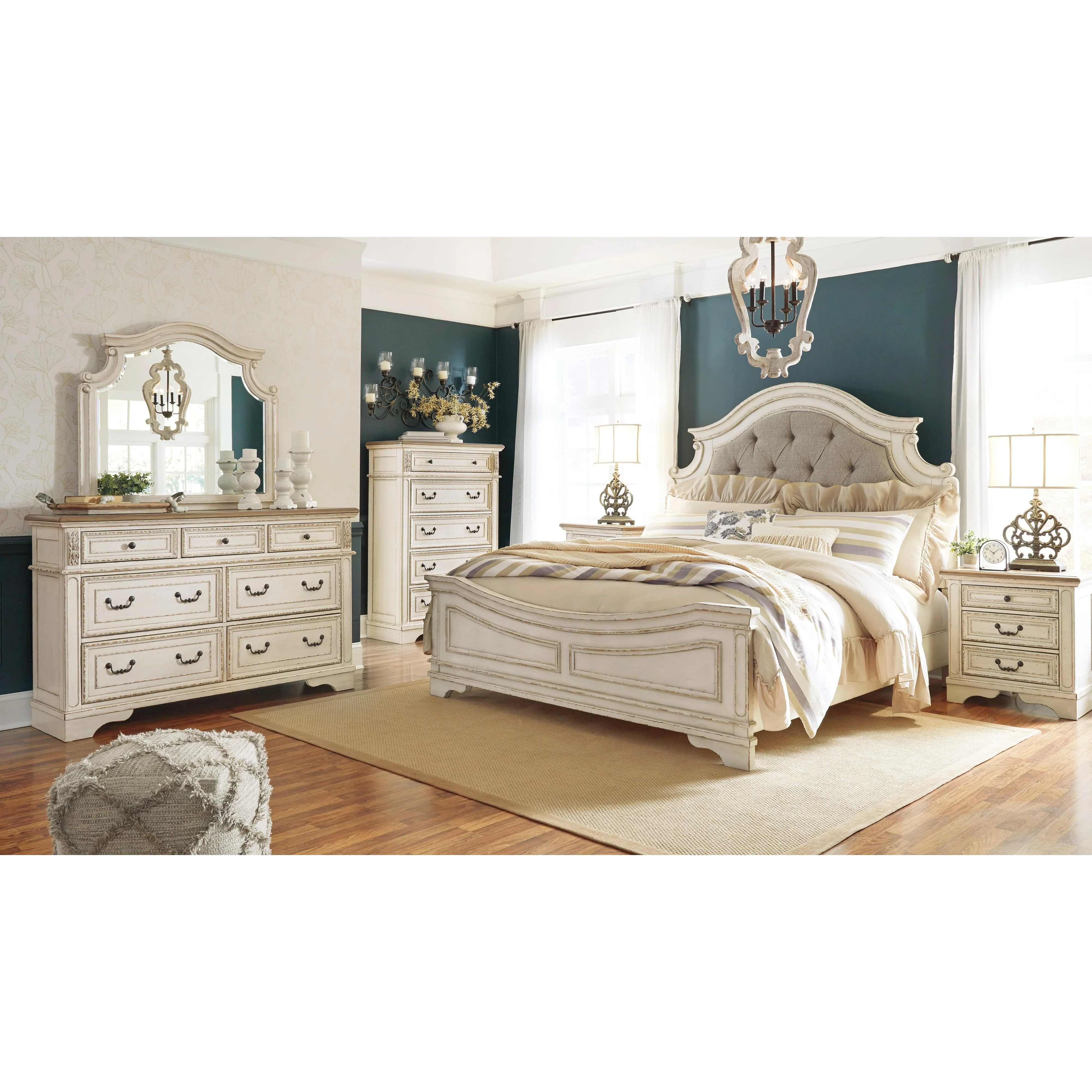 Signature Design by Ashley Realyn B743B48 8 pc King Upholstered Panel Bedroom Set - Image 1