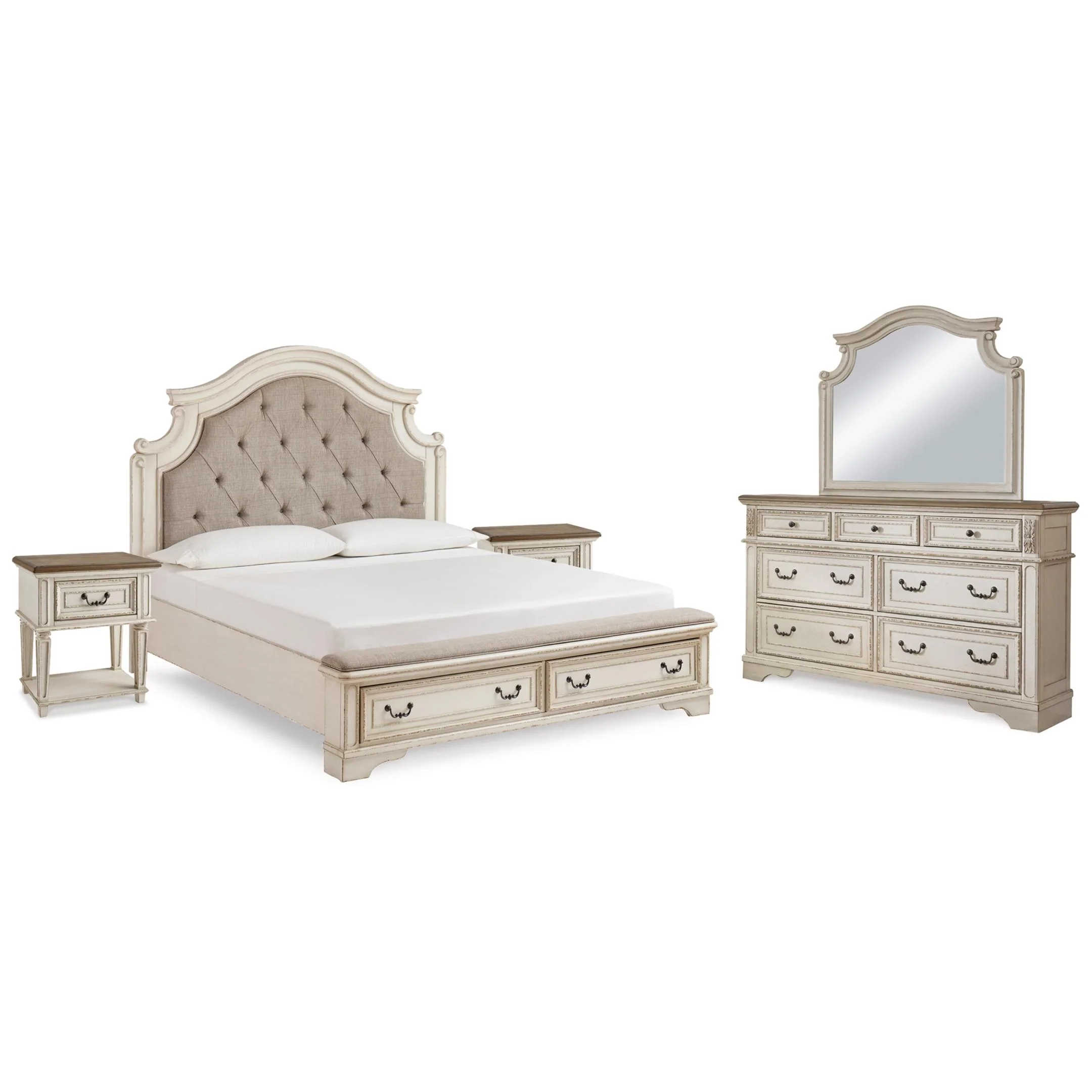 Signature Design by Ashley Realyn B743B64 7 pc King Upholstered Panel Storage Bedroom Set - Image 1
