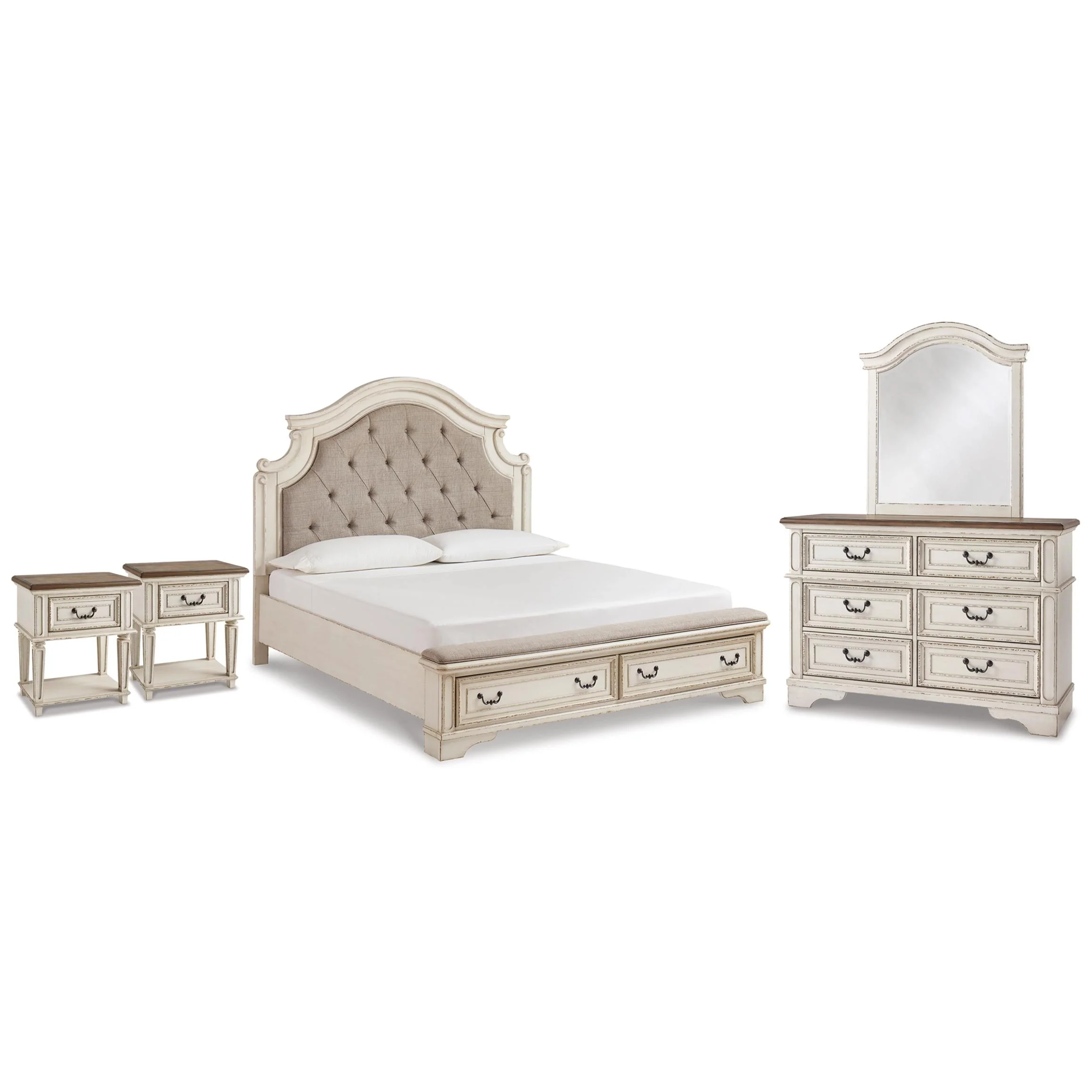 Signature Design by Ashley Realyn B743B66 7 pc King Upholstered Panel Storage Bedroom Set - Image 1