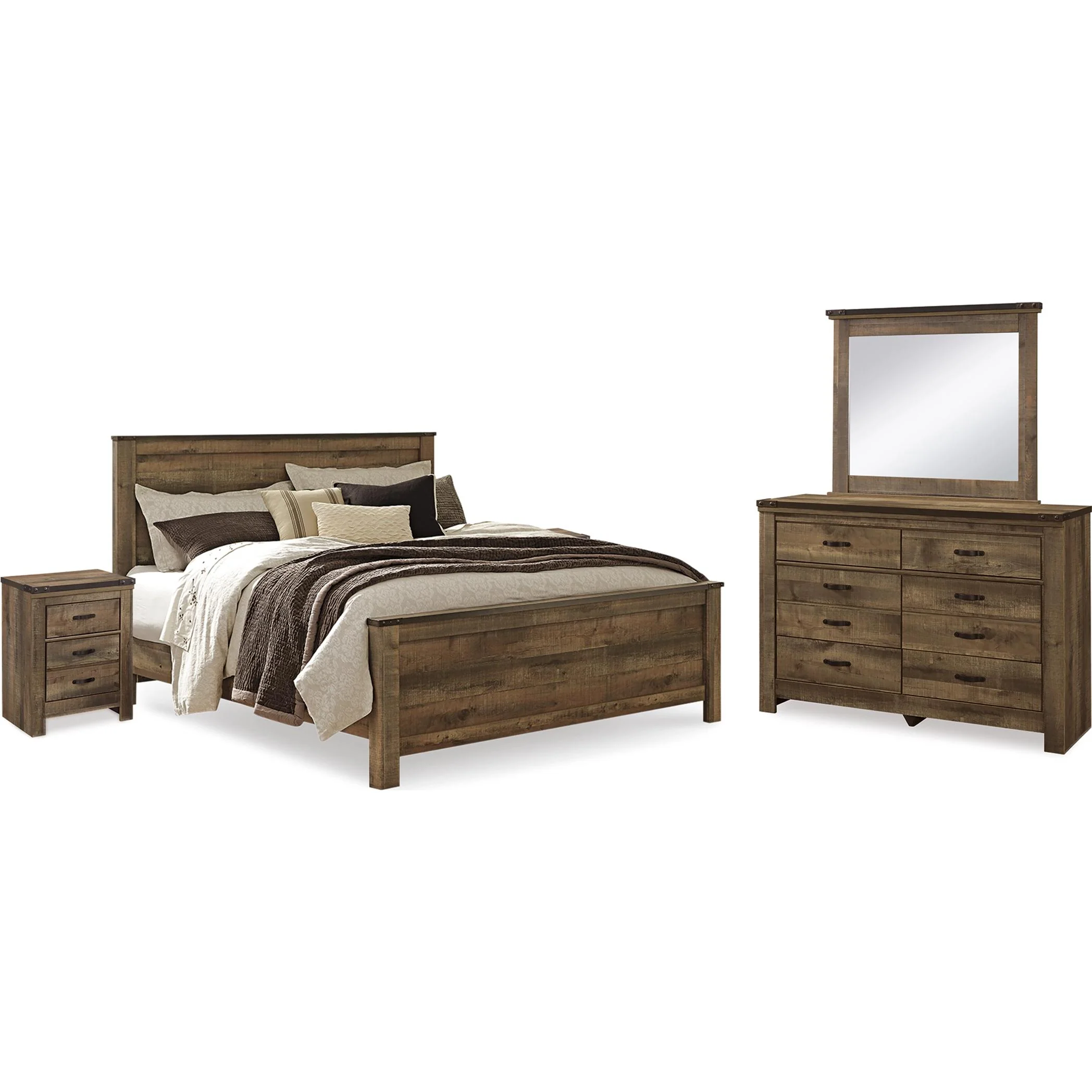 Signature Design by Ashley Trinell B446B74 7 pc King Panel Bedroom Set - Image 1
