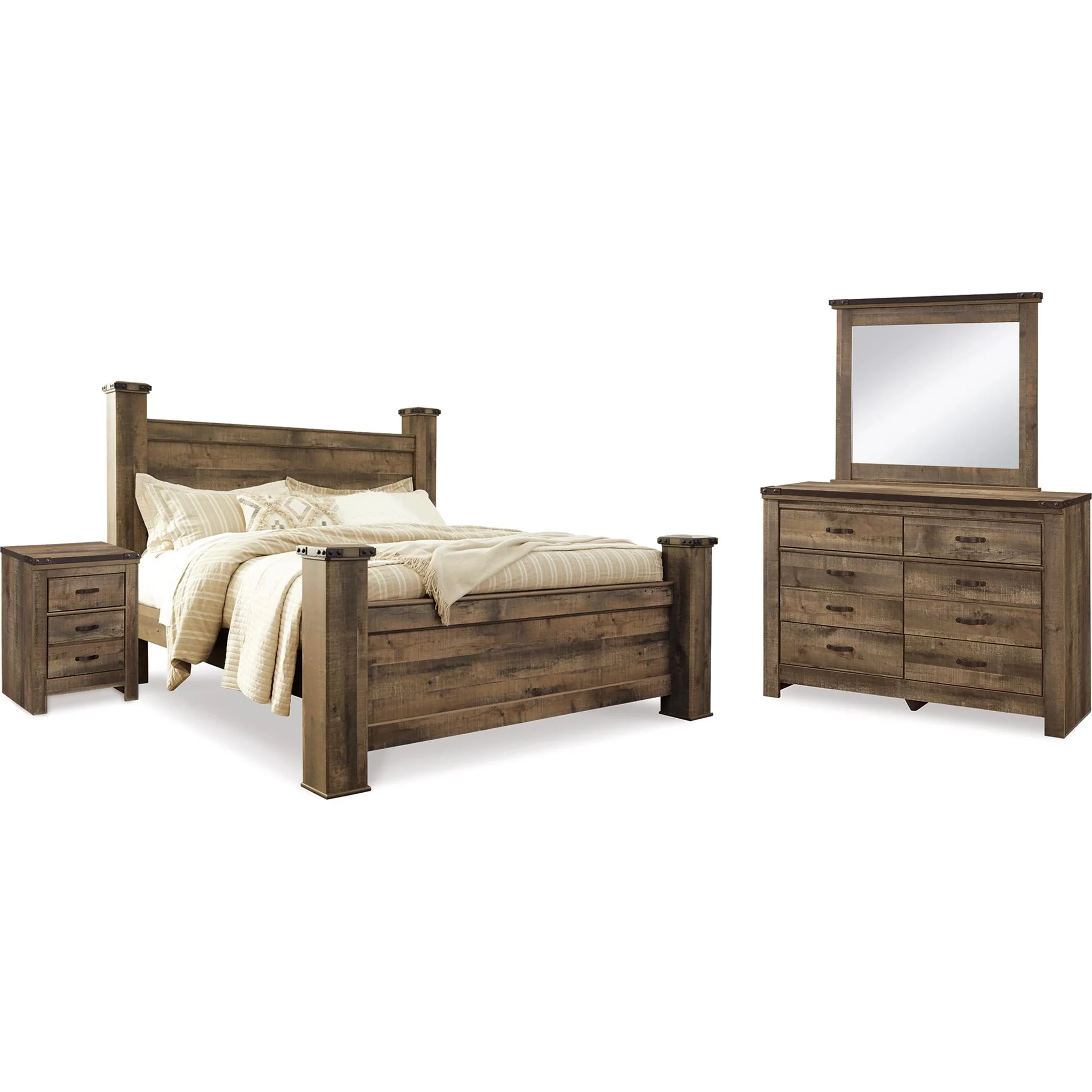 Signature Design by Ashley Trinell B446B75 6 pc King Poster Bedroom Set - Image 1