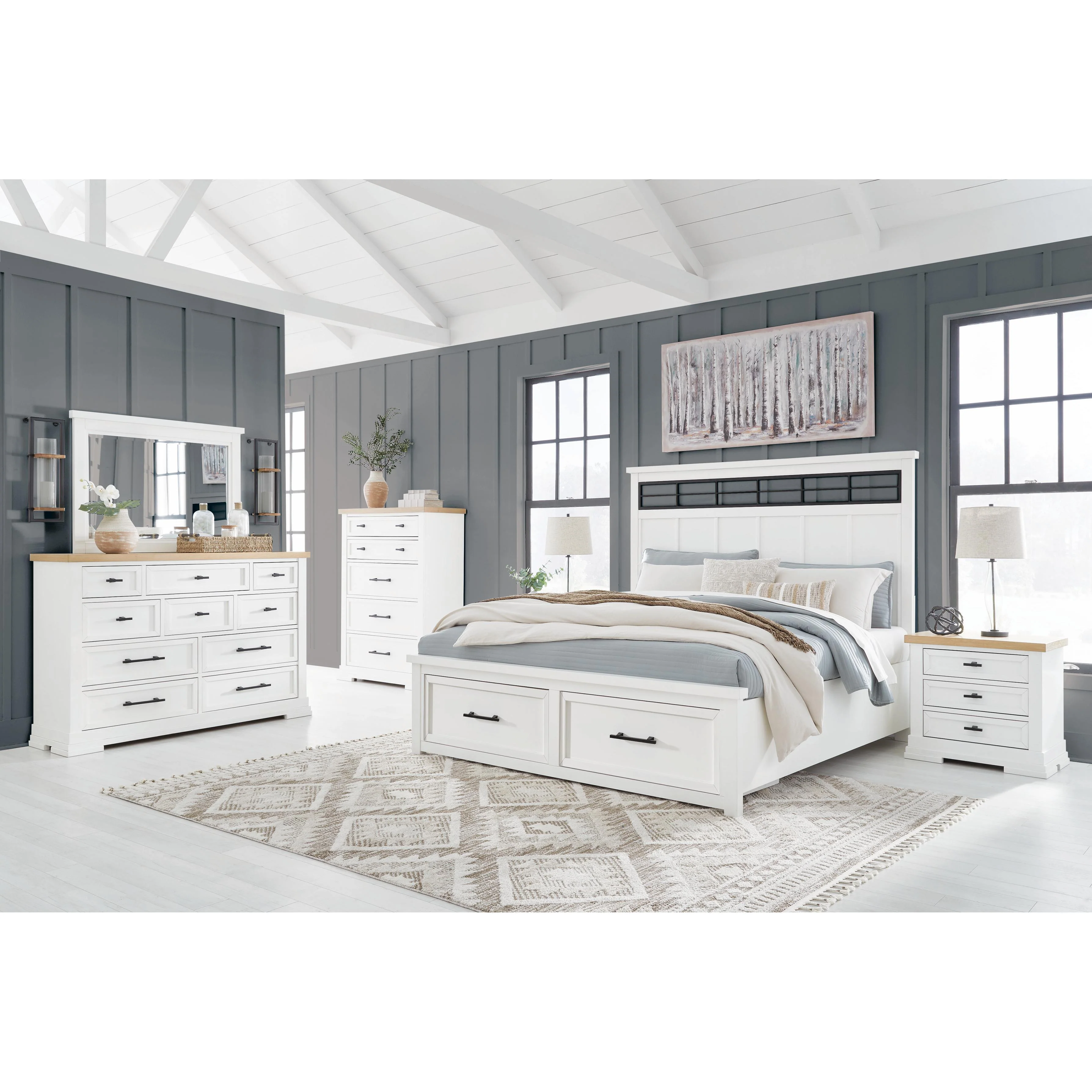 Benchcraft Ashbryn B844B9 6 pc King Panel Storage Bedroom Set