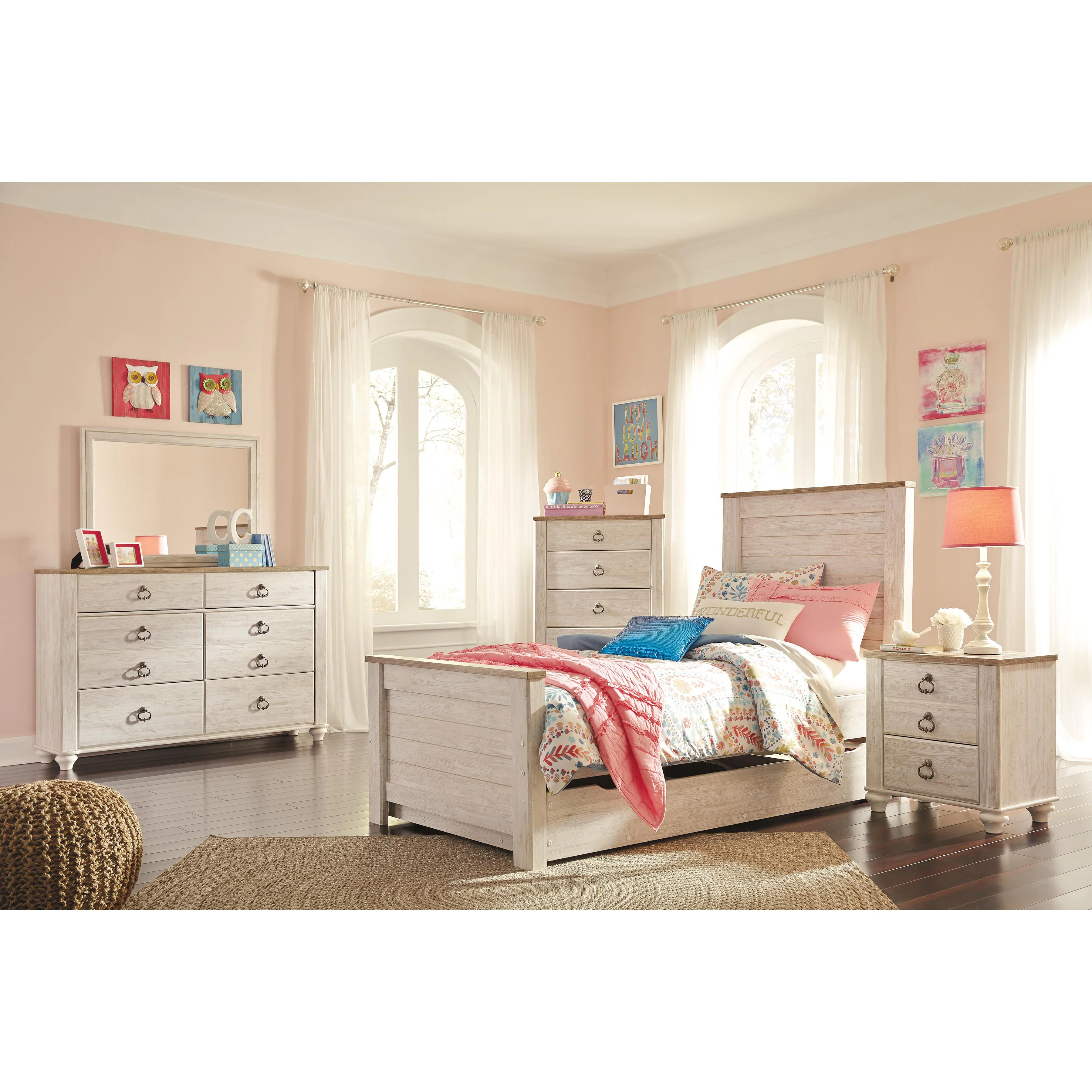 Signature Design by Ashley Willowton B267B65 7 pc Twin Panel Bedroom Set