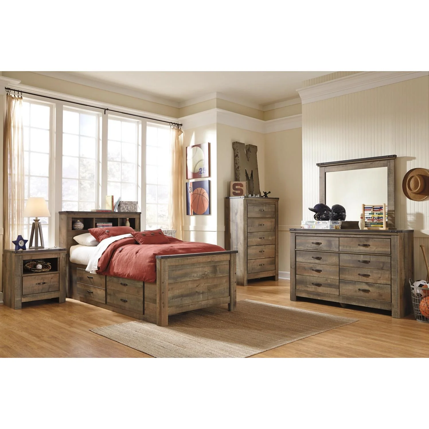 Signature Design by Ashley Trinell B446B98 9 pc Twin Bookcase Bedroom Set