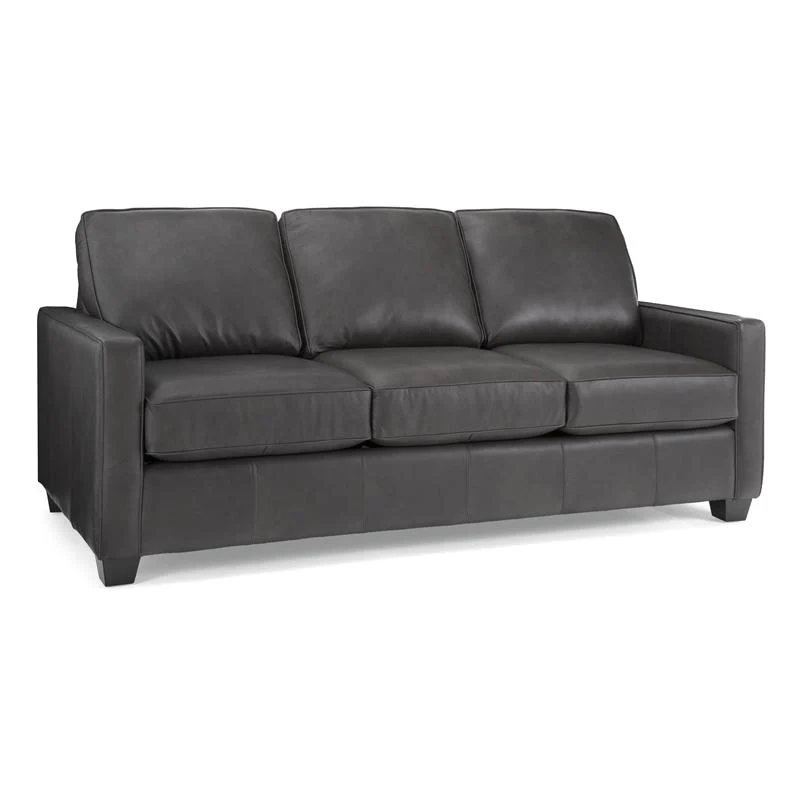 Decor-Rest Furniture Stationary Leather Sofa 3855 Sofa (Dark Grey) - Image 1