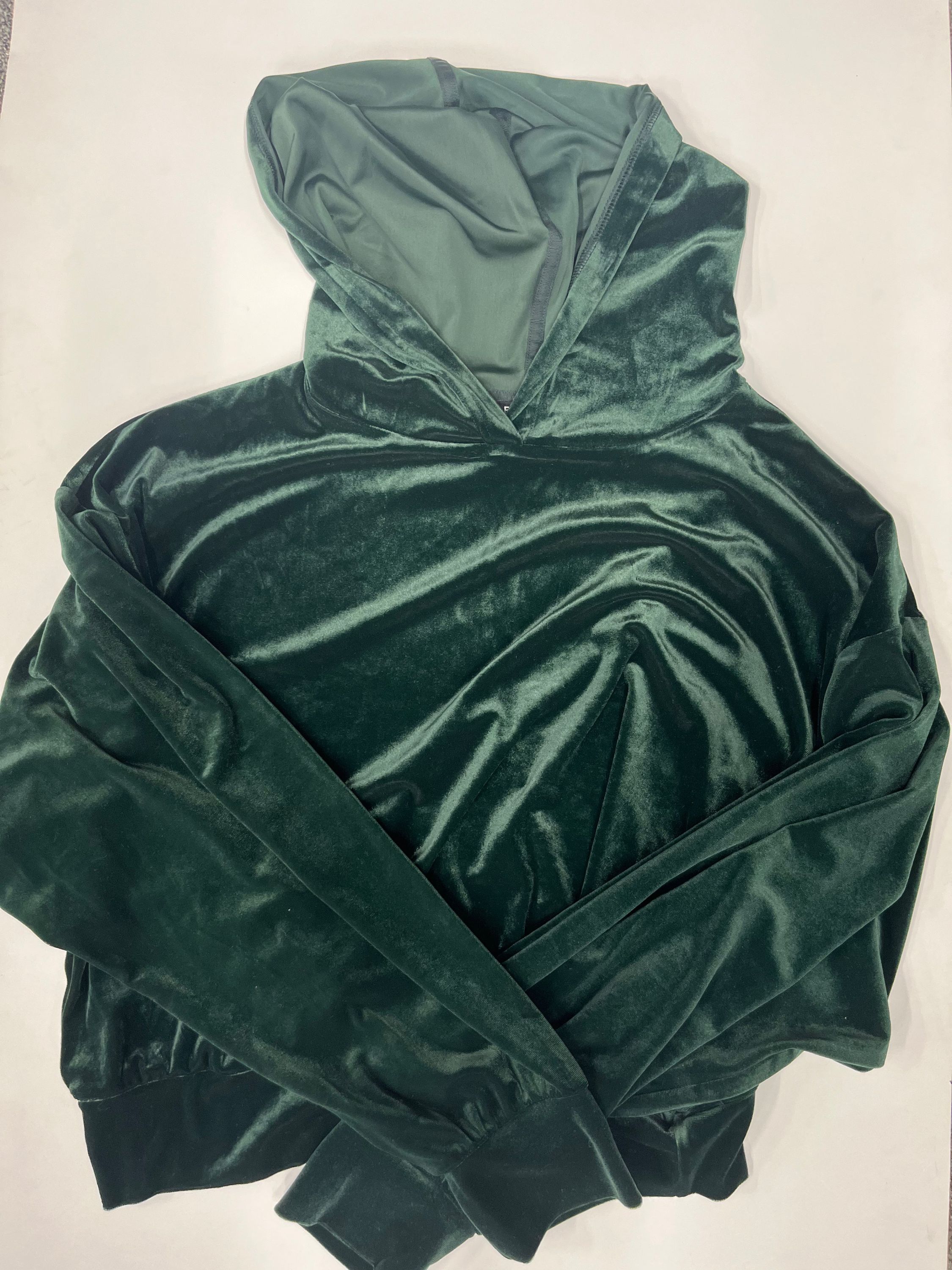 Express Hooded Pullover Jacket Green Velvet Size XL