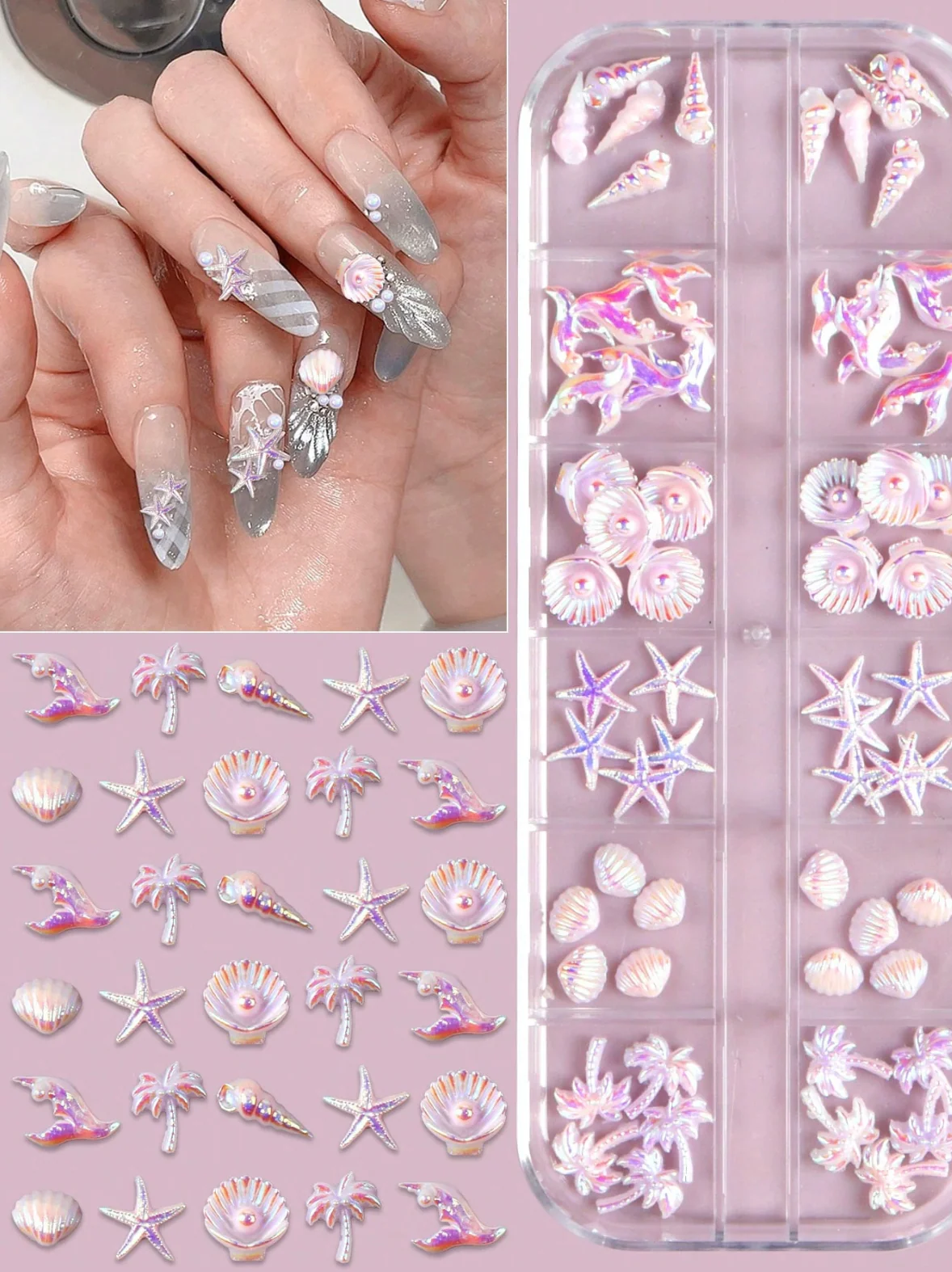 3D Summer Beach Nail Charms Set (72 pcs) - Image 2