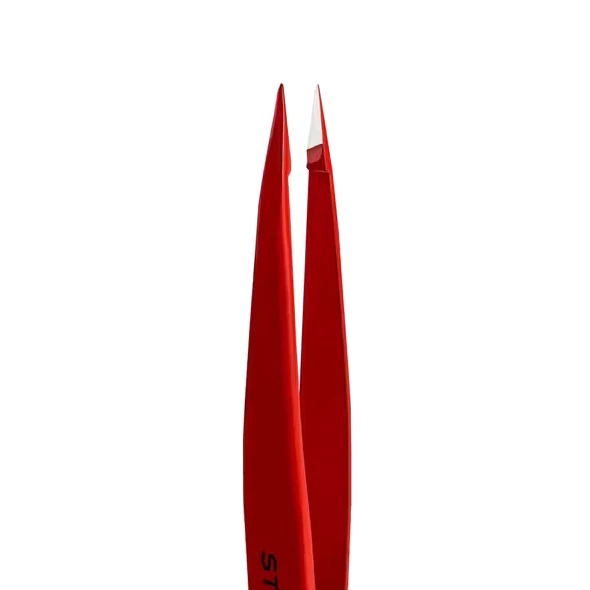 STALEKS PRO EXPERT 11 TYPE 5R EYEBROW TWEEZERS (POINT) RED TE-11/5R - STALEKS™ - Image 2