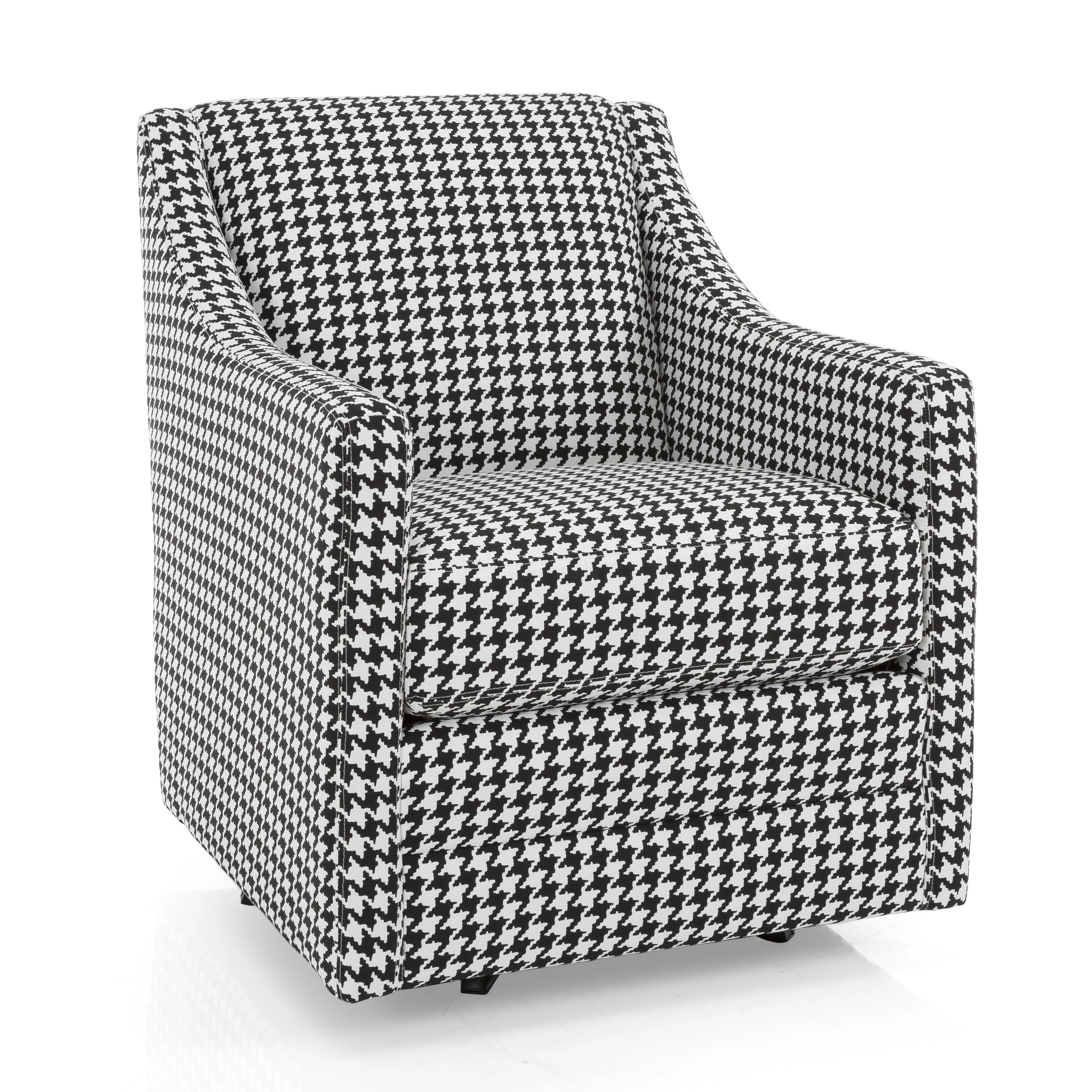 Decor-Rest Furniture Swivel Fabric Accent Chair 2443 (Pattern Black) - Image 1