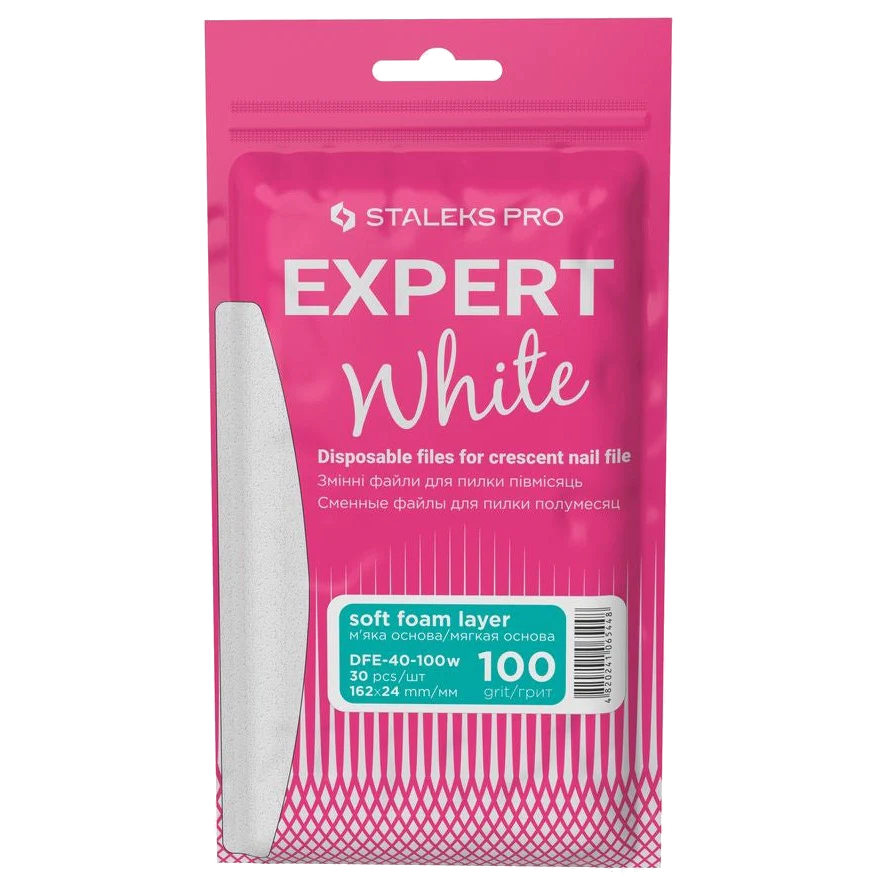 DISPOSABLE FILES CRESCENT NAIL FILE (SOFT BASE) EXPERT 40 (30 PCS) DFE-40 W- STALEKS™