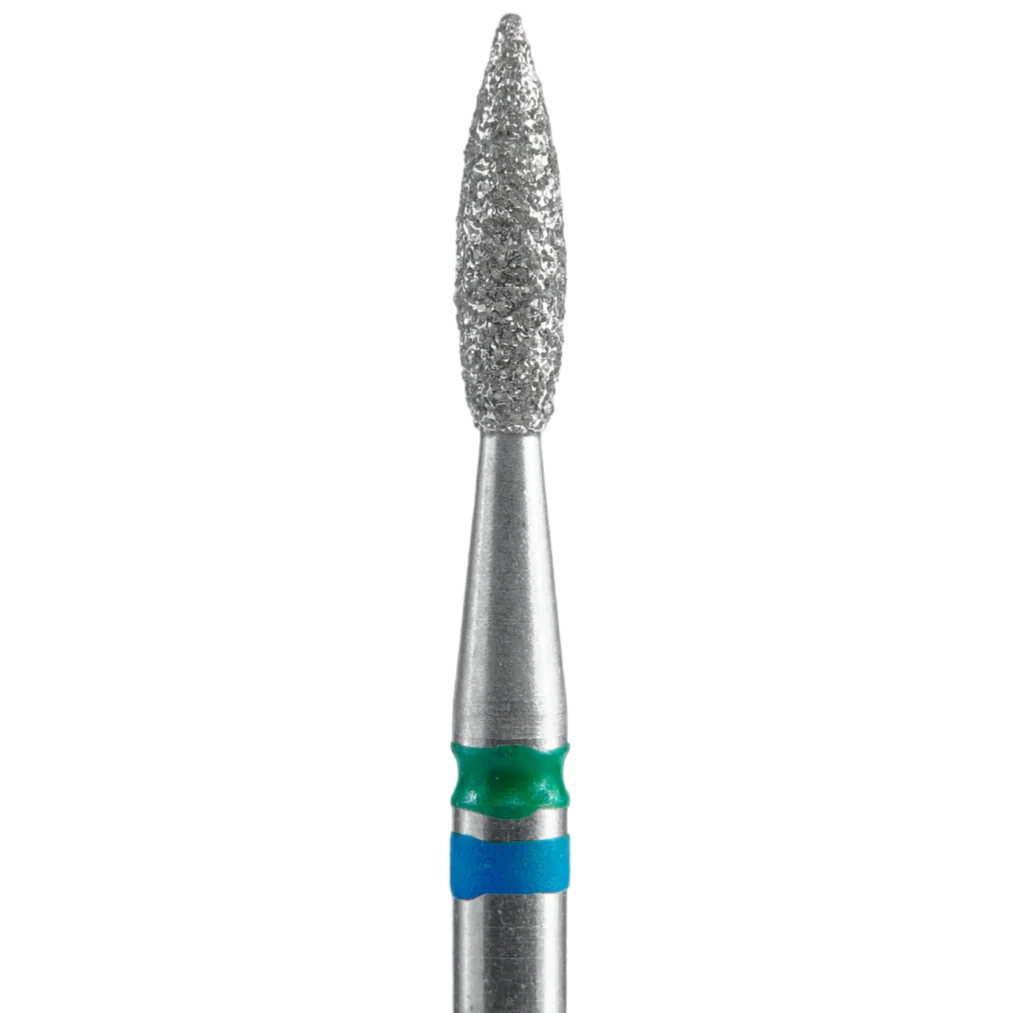STALEKS Diamond Nail Drill Bit DUO Pointed Flame FA11BG021/8, Blue-Green, 2.1/8mm - Image 2