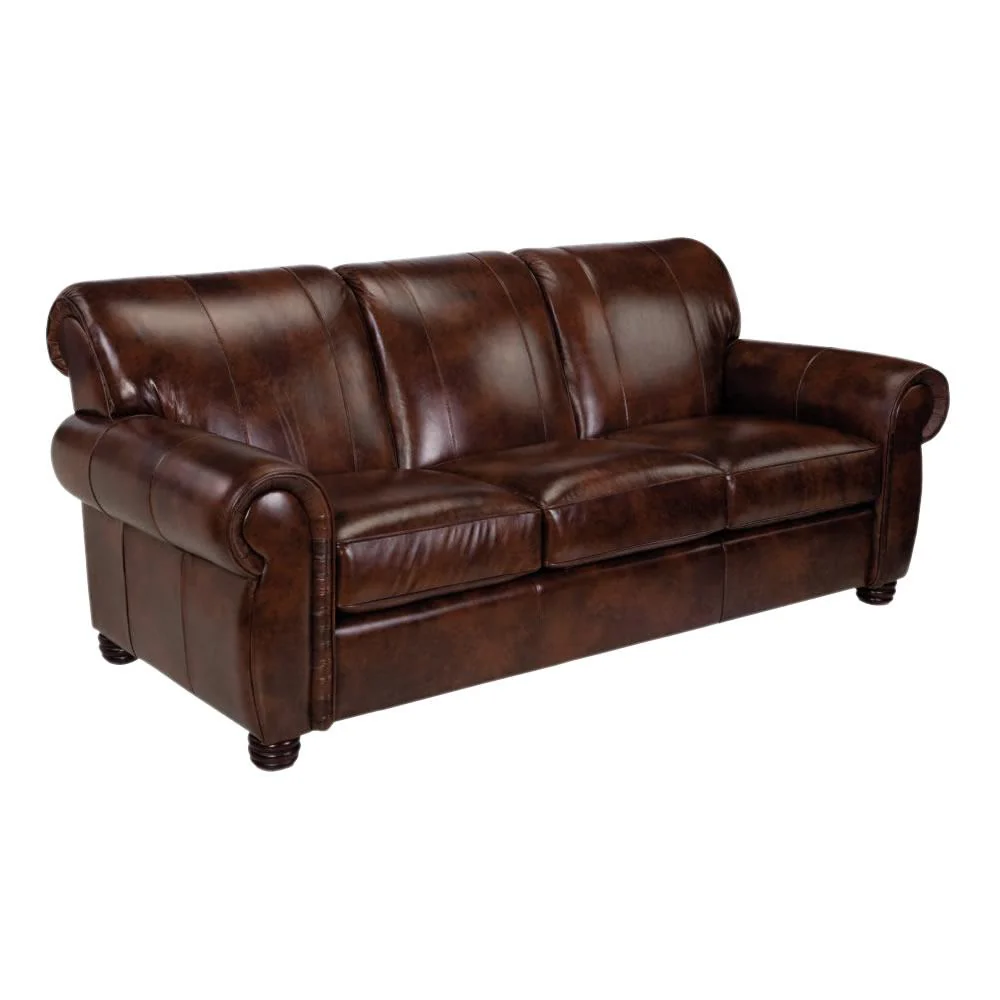 Leather Craft Georgian Stationary Leather Sofa Georgian Sofa - Image 1