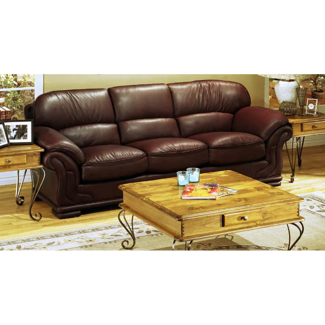 Leather Craft Rome Stationary Leather Sofa Rome Sofa - Image 1
