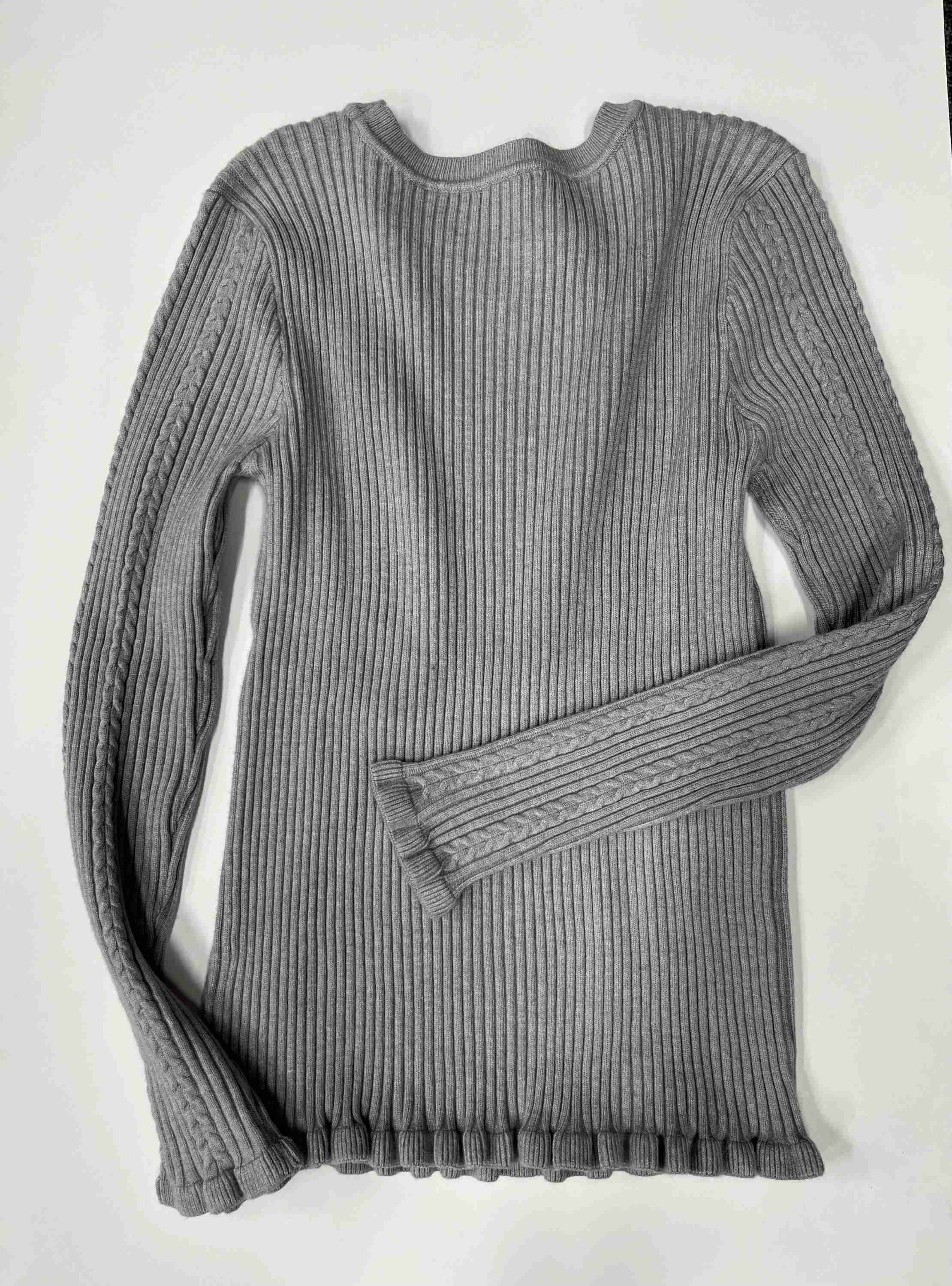 Olivia Warren Ribbed Knit Long Sleeve Top Grey Size L - Image 2