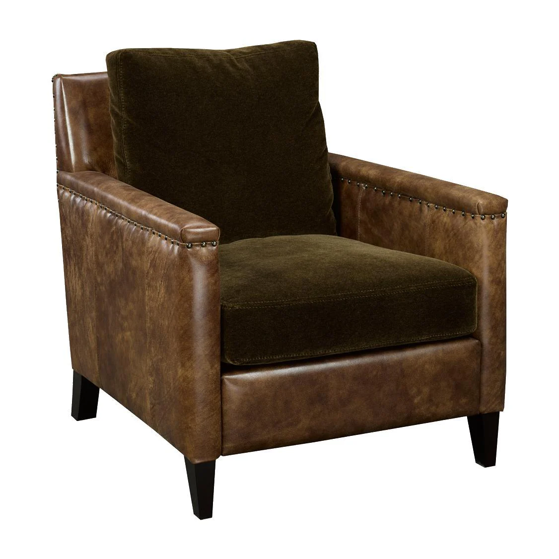 Brentwood Classics Balthazar Stationary Leather Accent Chair Balthazar L228-20 Accent Chair – Nevada Bitter Chocolate/Caribe Branch