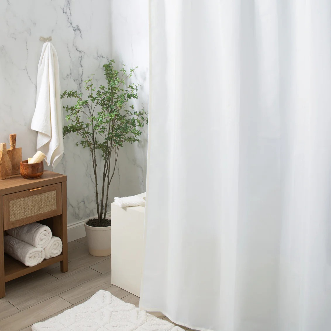 Shower Curtain Liner, White Extra Long - Image 1