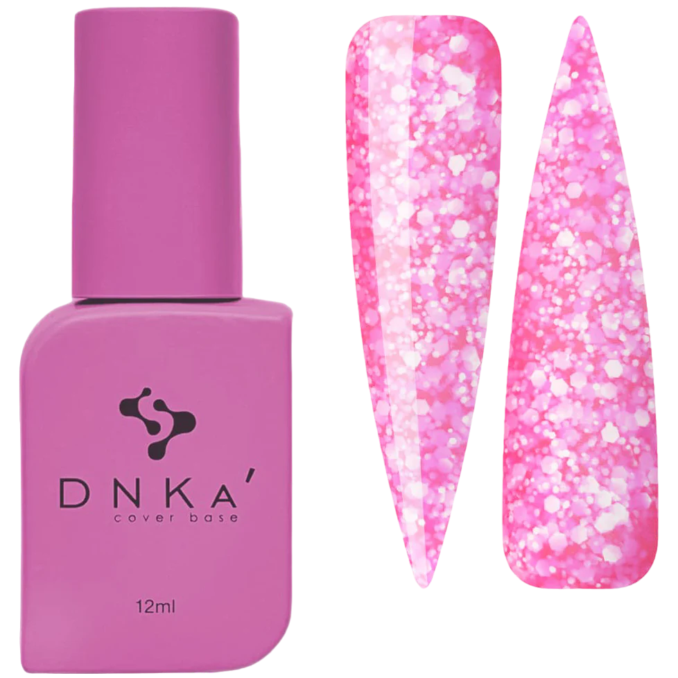 DNKa Cover Base #0065 Kiss Pink with Flakes, 12 ml - Image 1