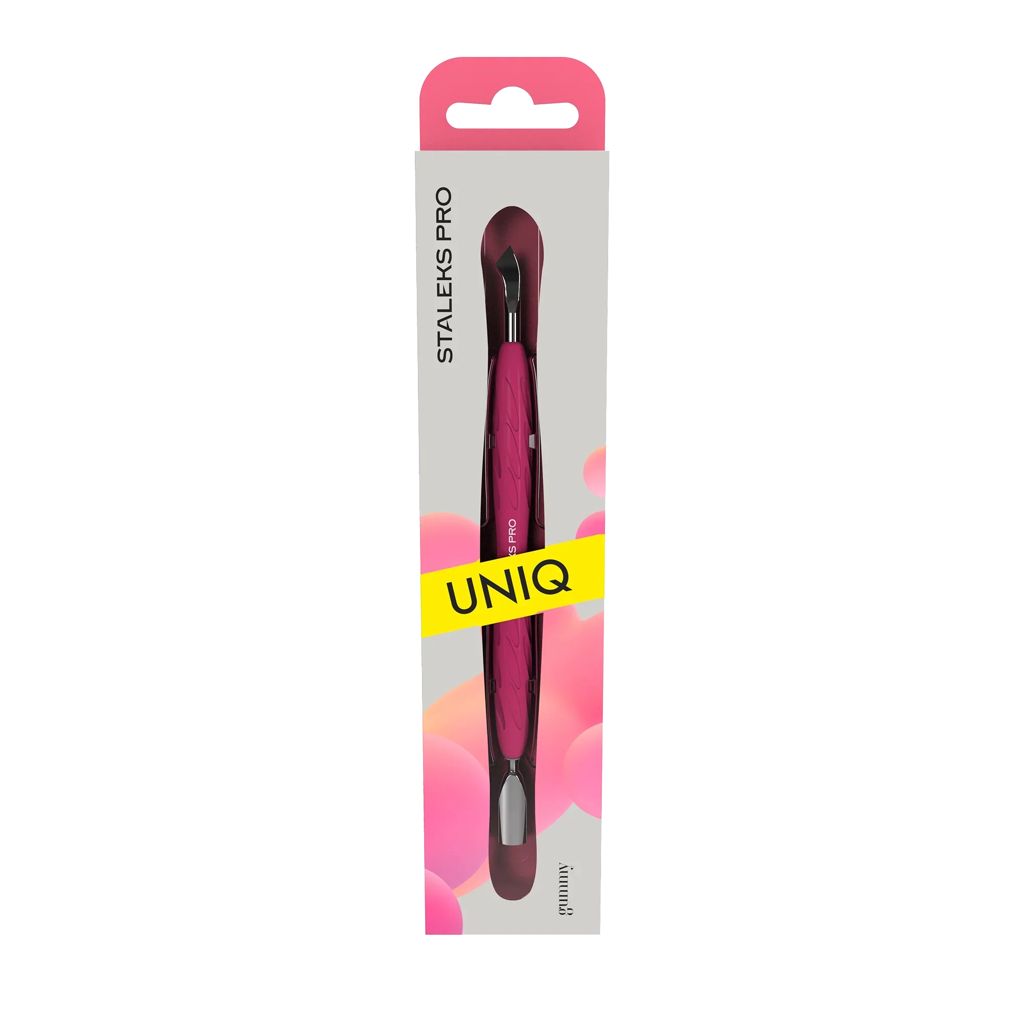 Manicure Pusher With Silicone Handle "Gummy" UNIQ 10 TYPE 4.2 (Narrow Rounded Pusher + Bent Blade) -PQ-10/4.2- STALEKS - Image 3