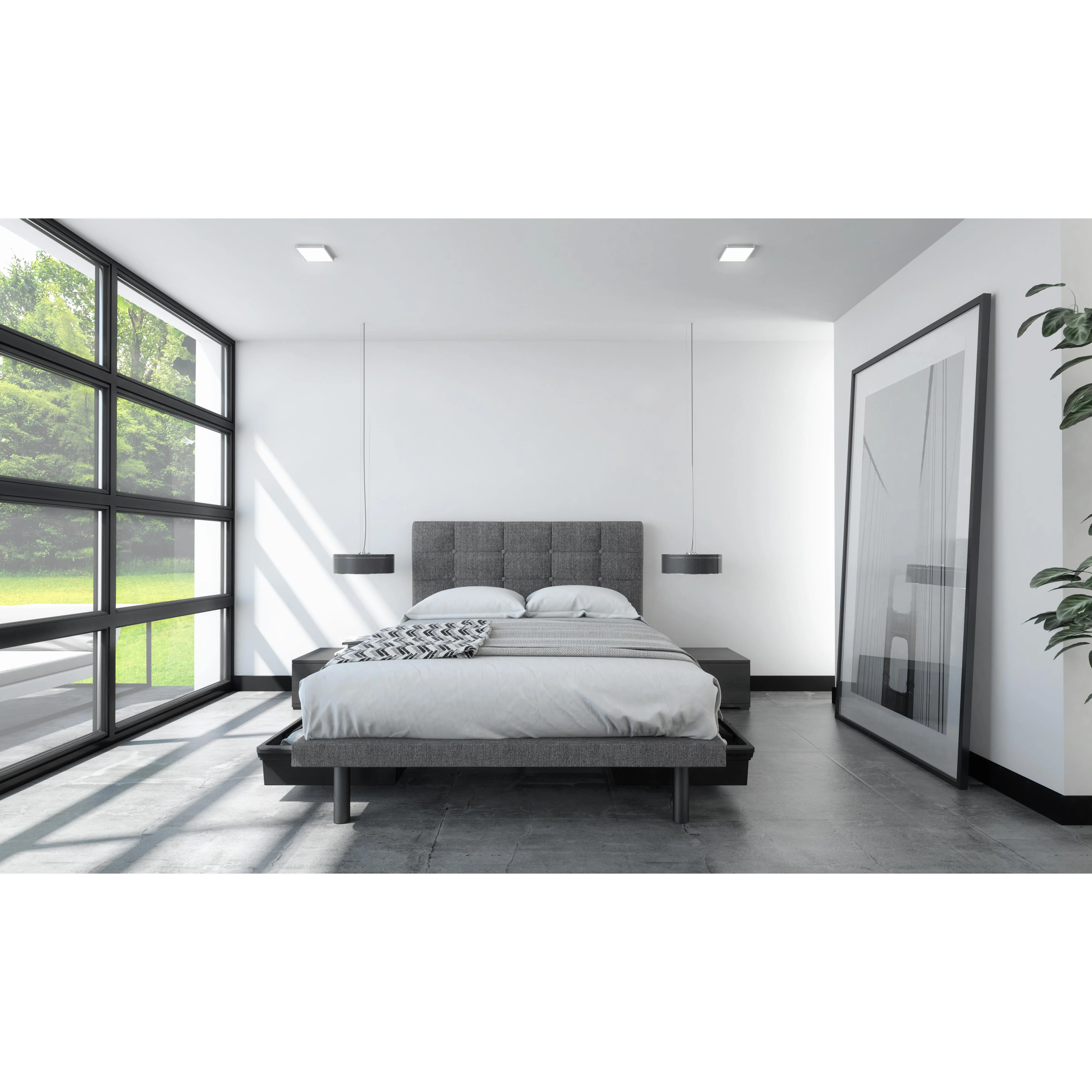 Julien Beaudoin Lyon Queen Upholstered Panel Bed Lyon Queen Panel Bed with Reflexx Base - Stallion Grey - Image 3