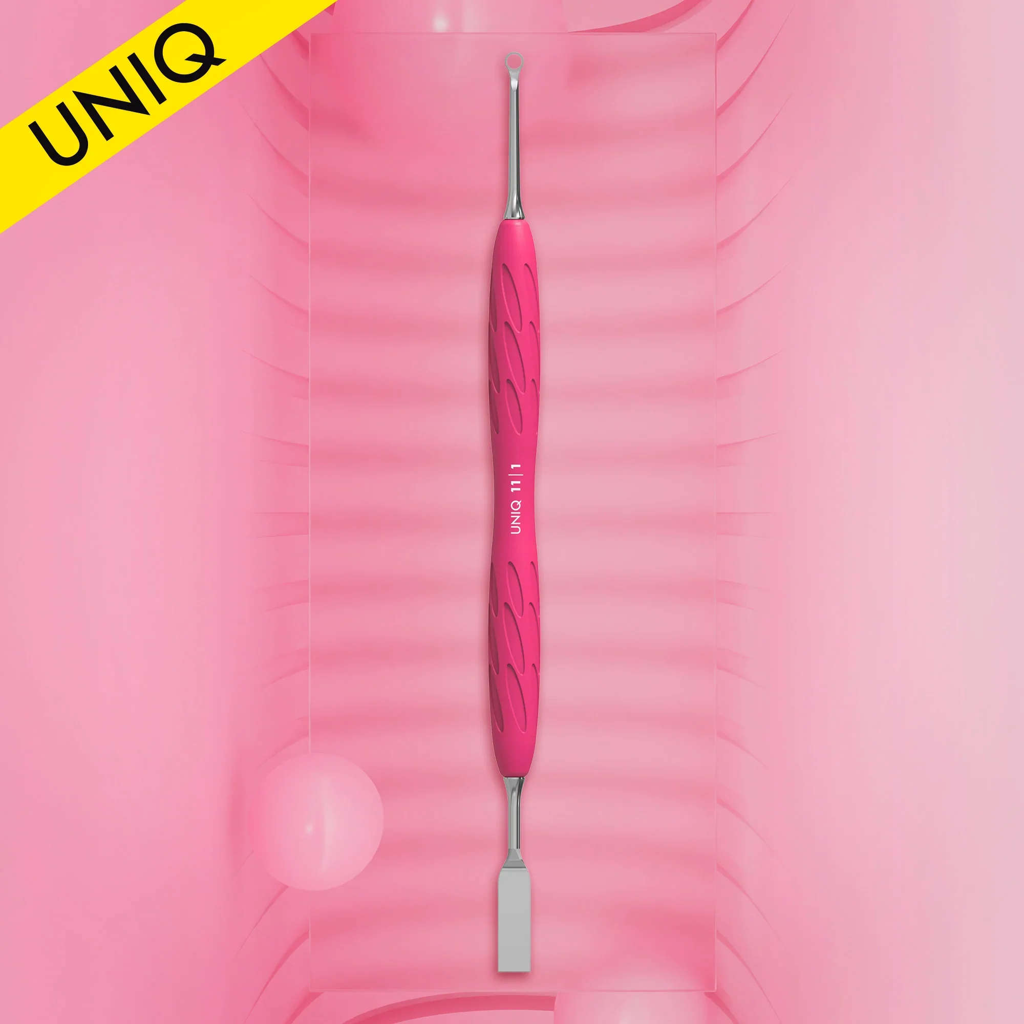 Manicure Pusher With Silicone Handle "Gummy" UNIQ 11 TYPE 1 (Flat Straight Pusher + Ring) PQ-11/1- STALEKS - Image 3