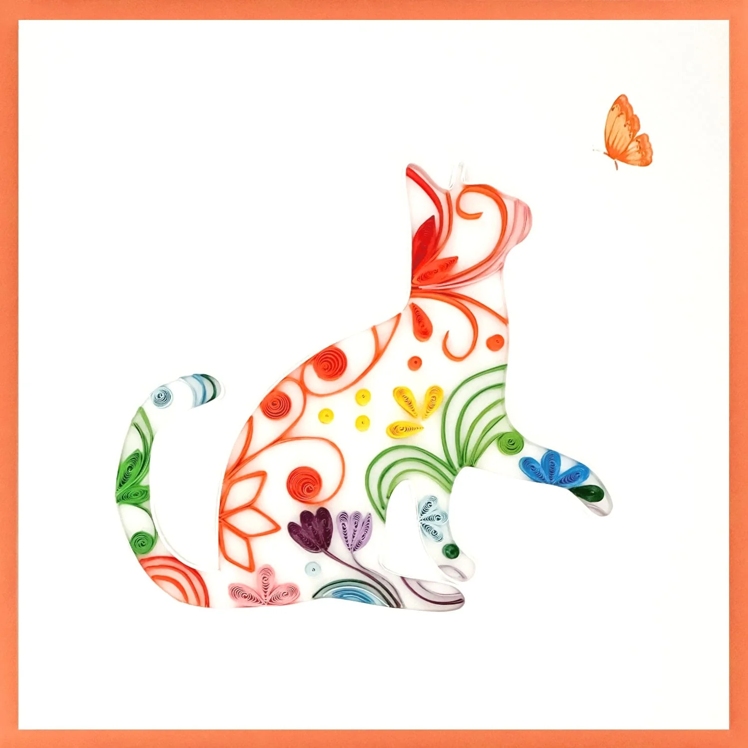 Quill Card, Floral Cat