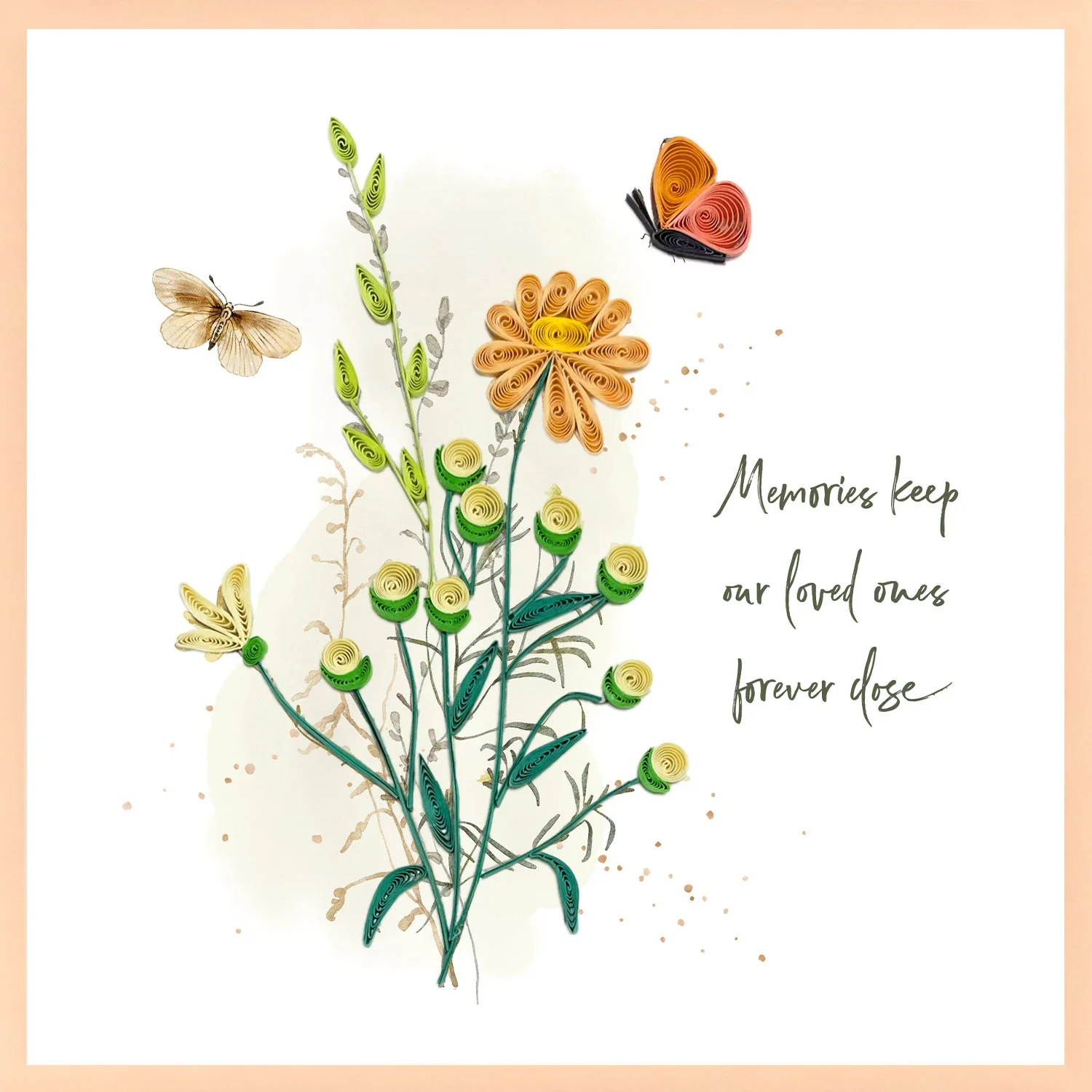Quill Card Neutral Flowers