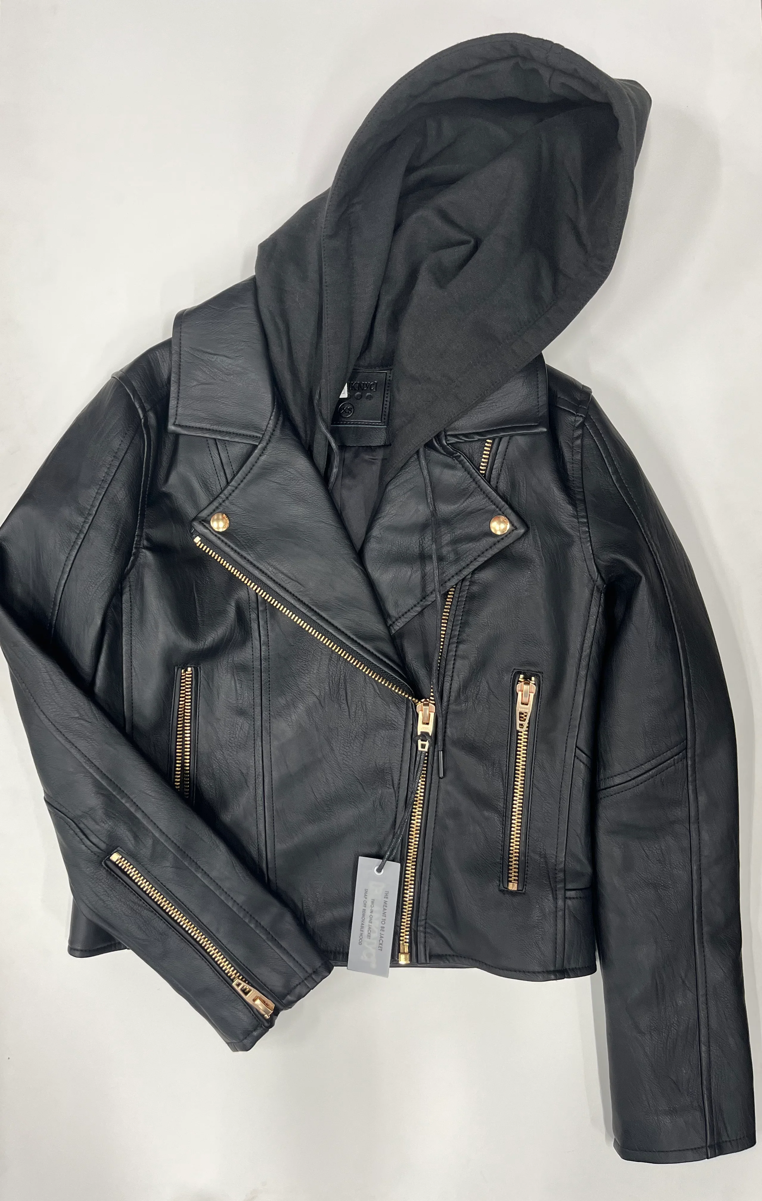 Blank NYC Moto Leather Zip Up Jacket Black NWT Size XS