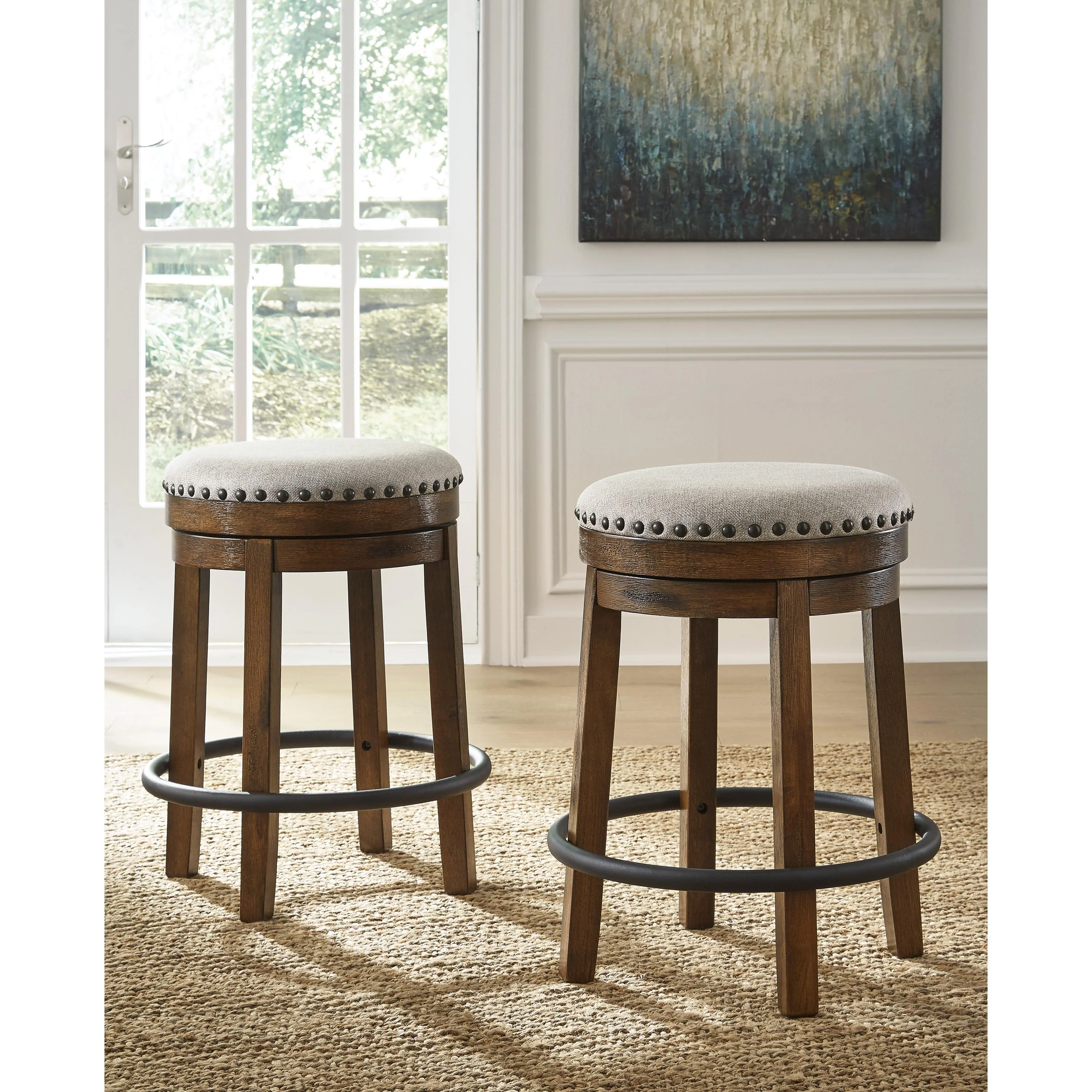 Signature Design by Ashley Valebeck D546-124 Upholstered Swivel Stool - Image 3