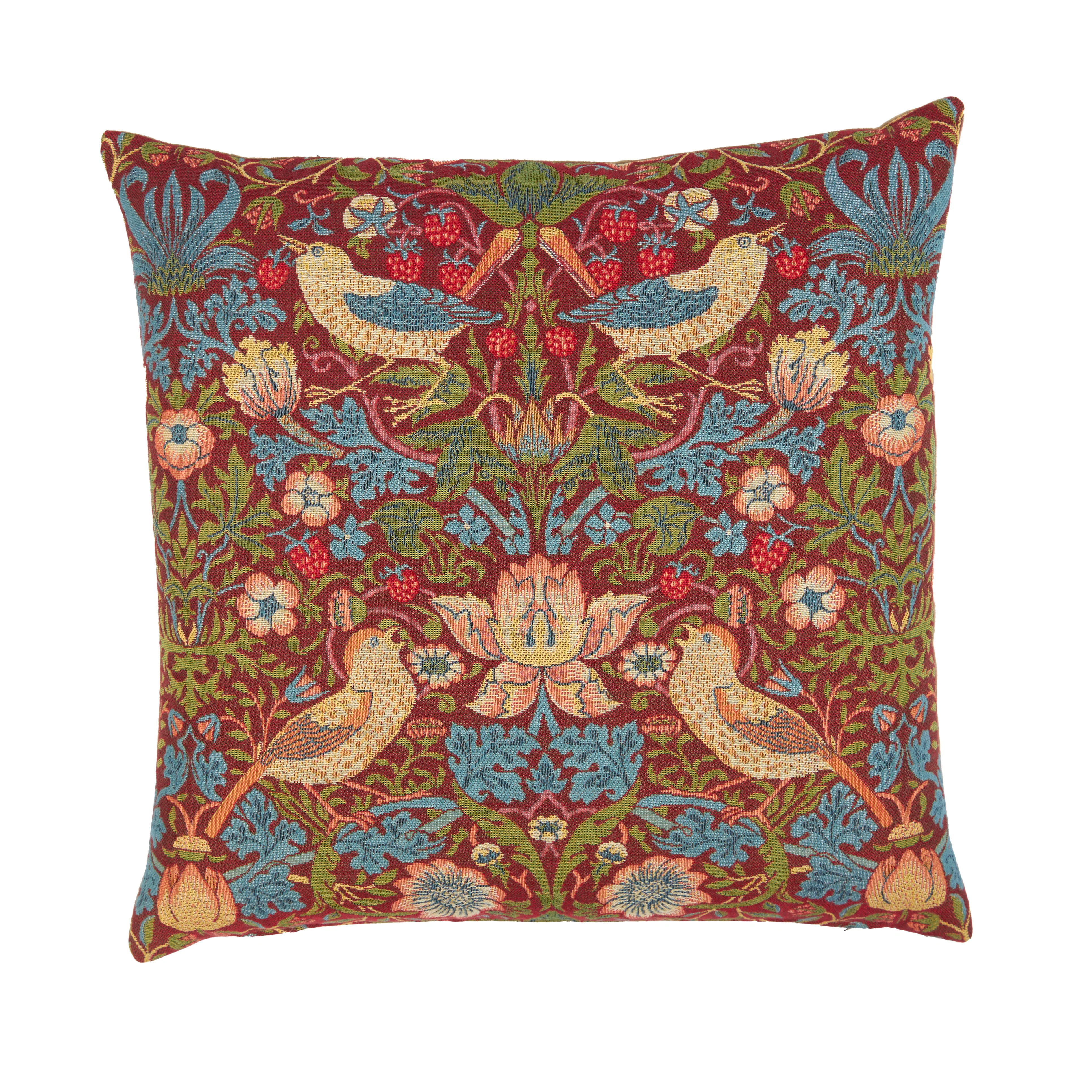 Morris Strawberry Thief Red Pillow 1073-1