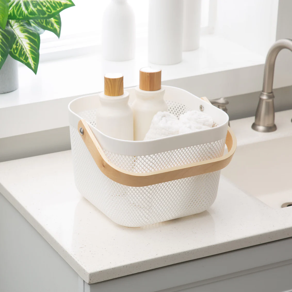 Mesh Storage Basket, Small White - Image 3