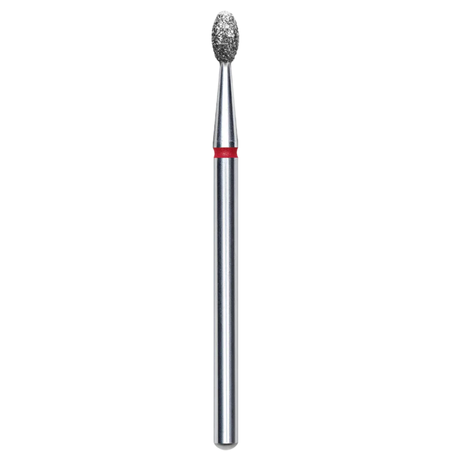 DIAMOND NAIL DRILL BIT, "OLIVE", RED, HEAD DIAMETER 2.5 MM/WORKING PART 5 MM (FA130R025/5) - STALEKS™ - Image 1