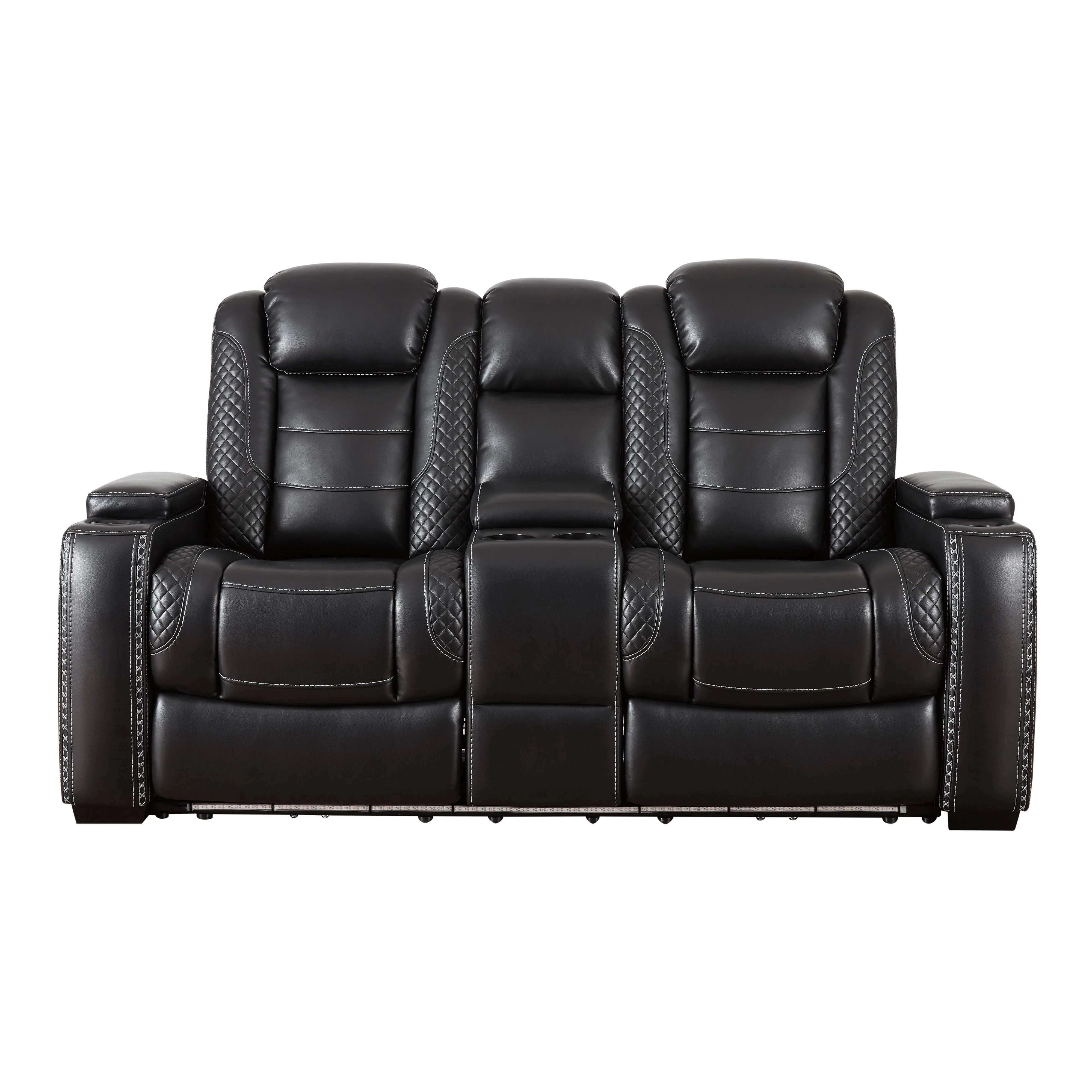 Signature Design by Ashley Party Time 3700318C Power Reclining Loveseat w/ Console and ADJ Headrest