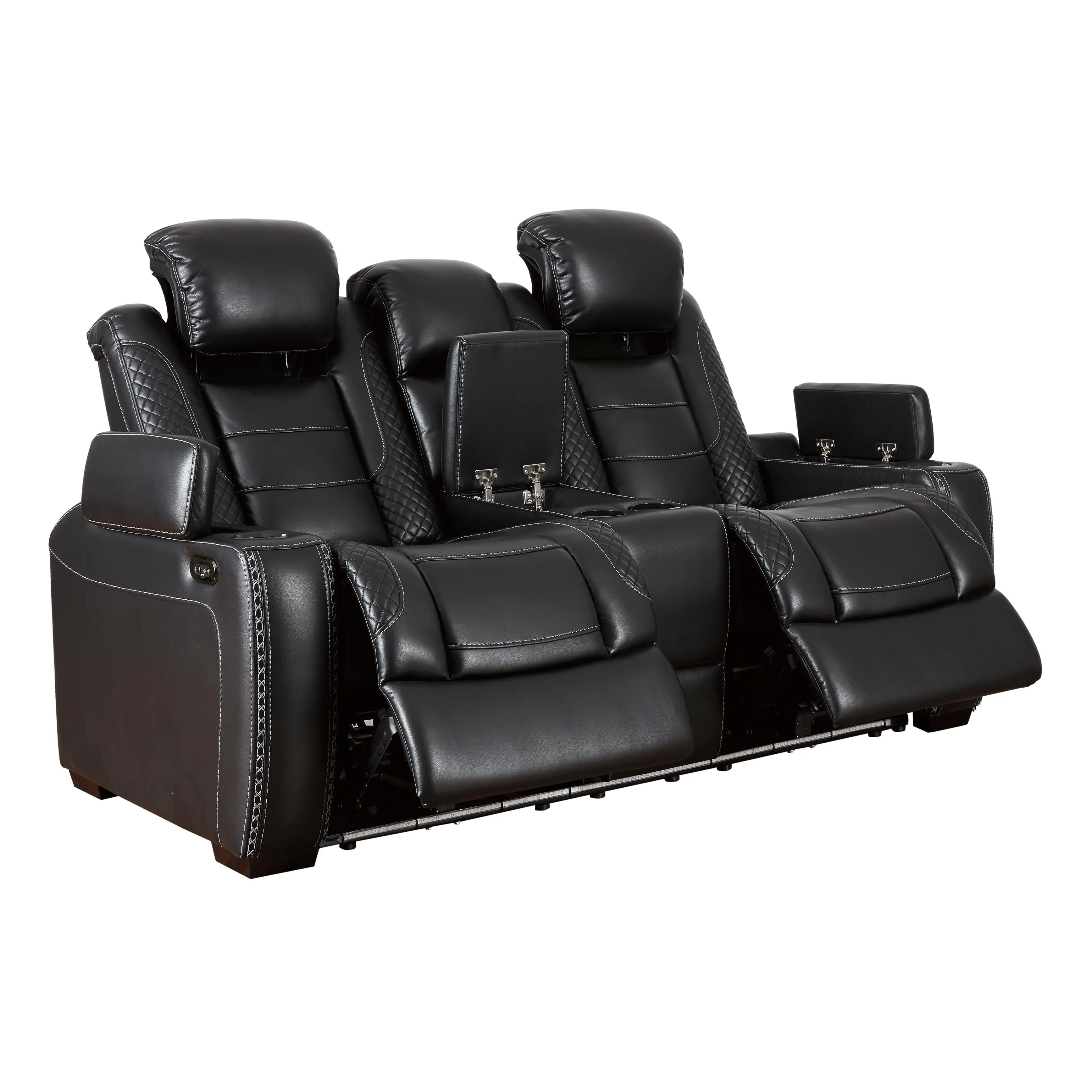 Signature Design by Ashley Party Time 3700318C Power Reclining Loveseat w/ Console and ADJ Headrest - Image 2