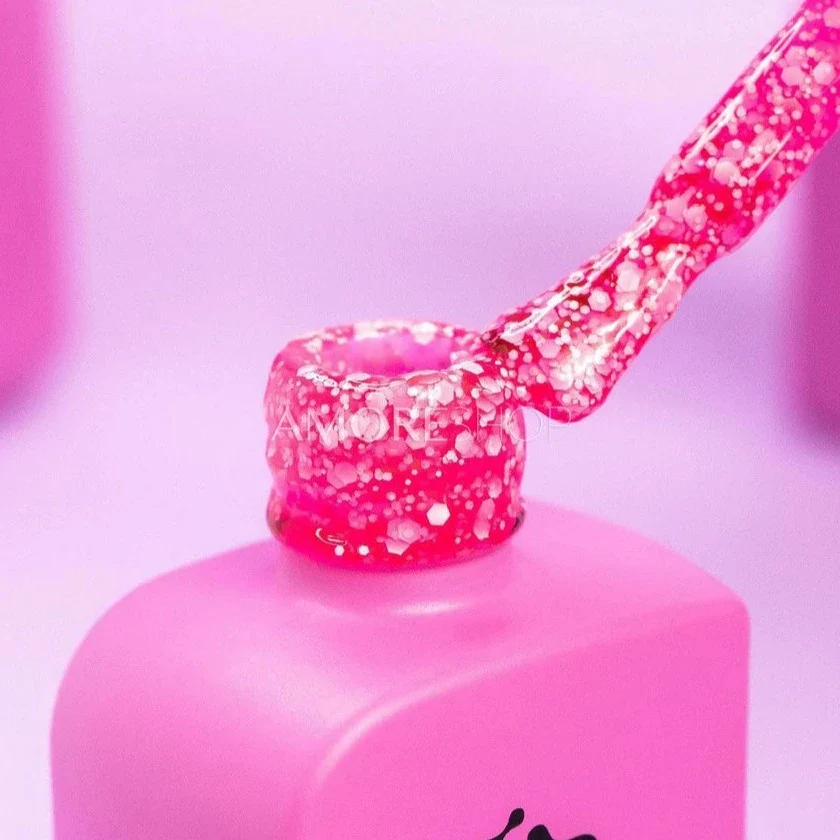 DNKa Cover Base #0065 Kiss Pink with Flakes, 12 ml - Image 2