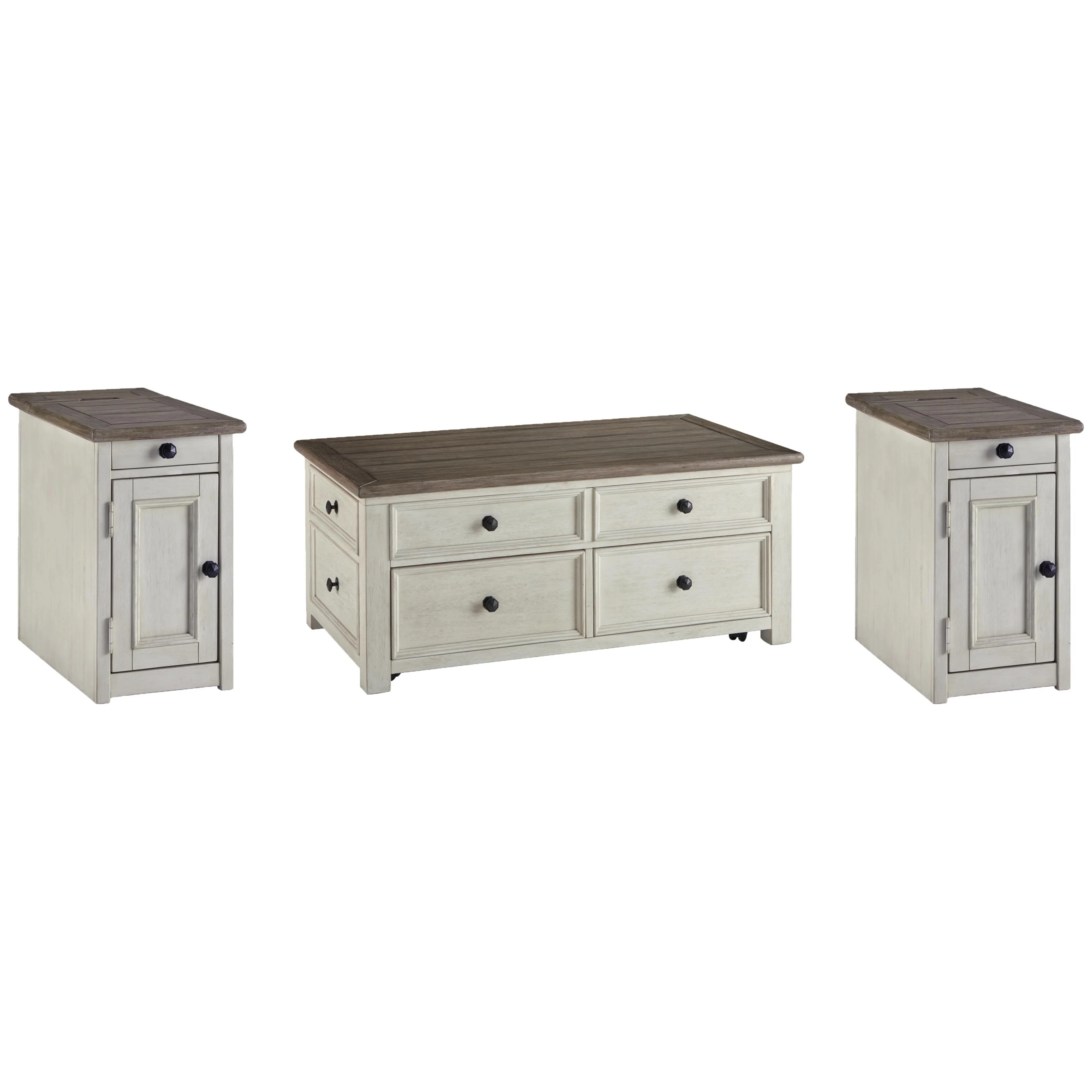 Signature Design by Ashley Bolanburg T637T2 Coffee Table and 2 Chairside End Tables - Image 1