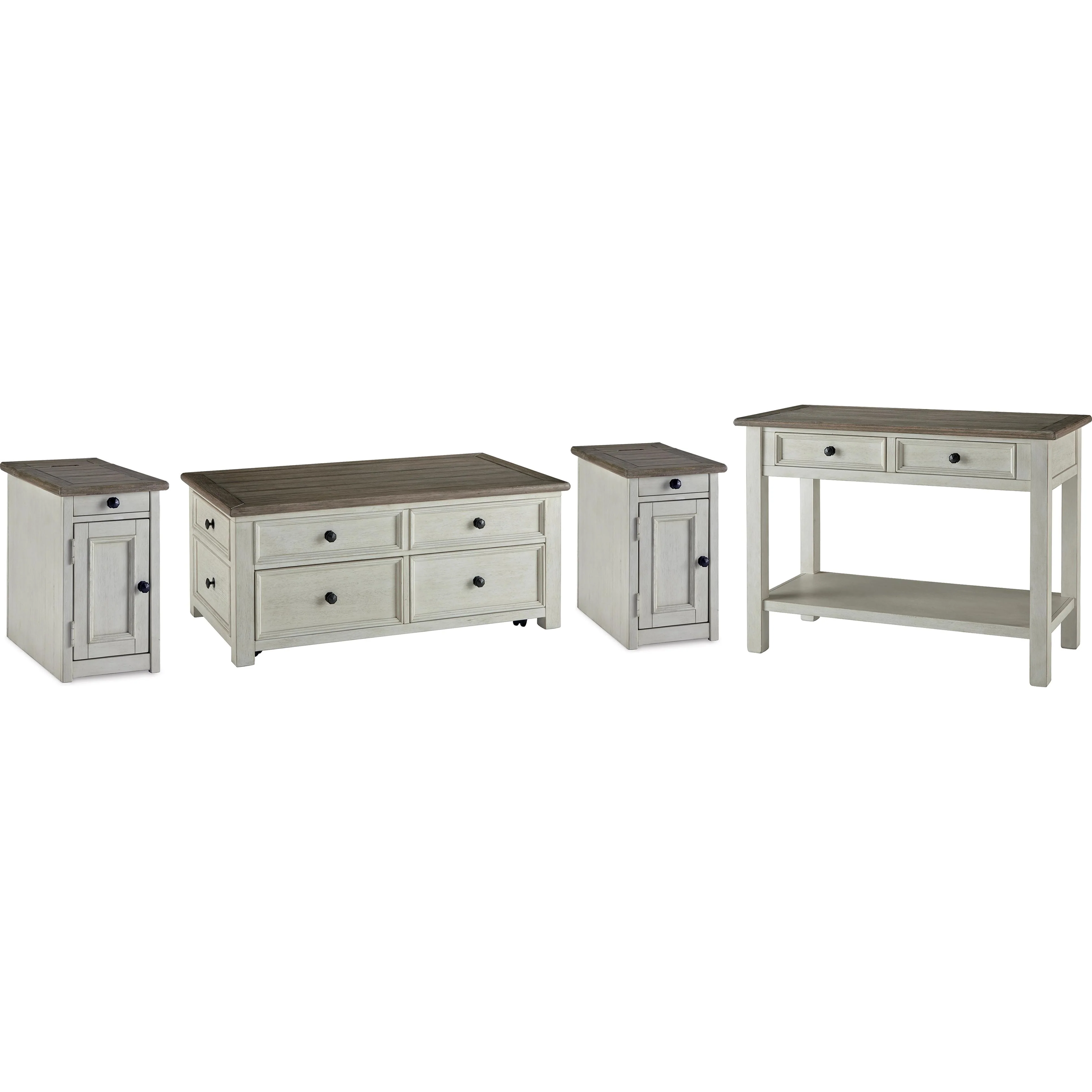 Signature Design by Ashley Bolanburg T637T4 Coffee Table and 2 Chairside End Tables with Console - Image 1