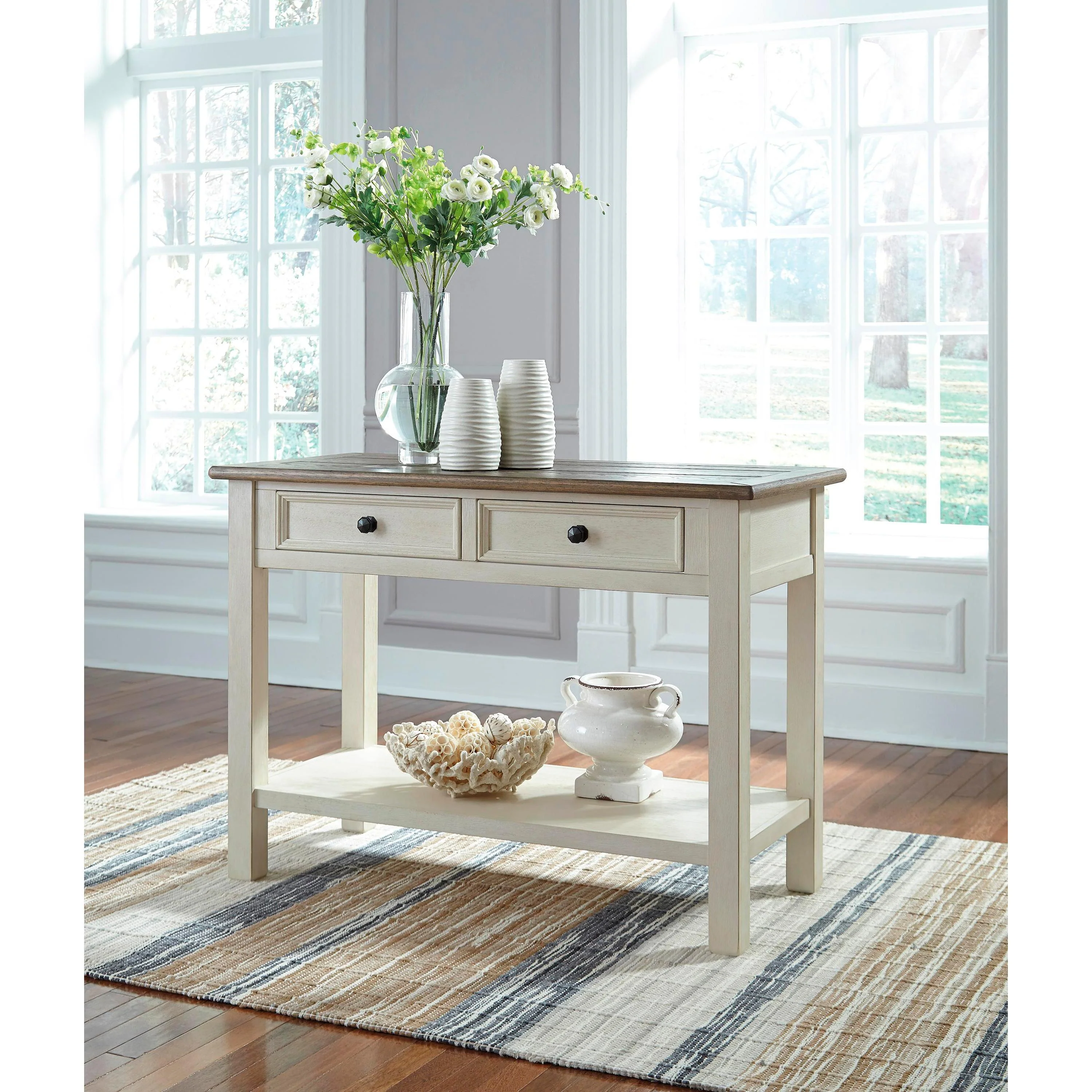 Signature Design by Ashley Bolanburg T637T4 Coffee Table and 2 Chairside End Tables with Console - Image 3